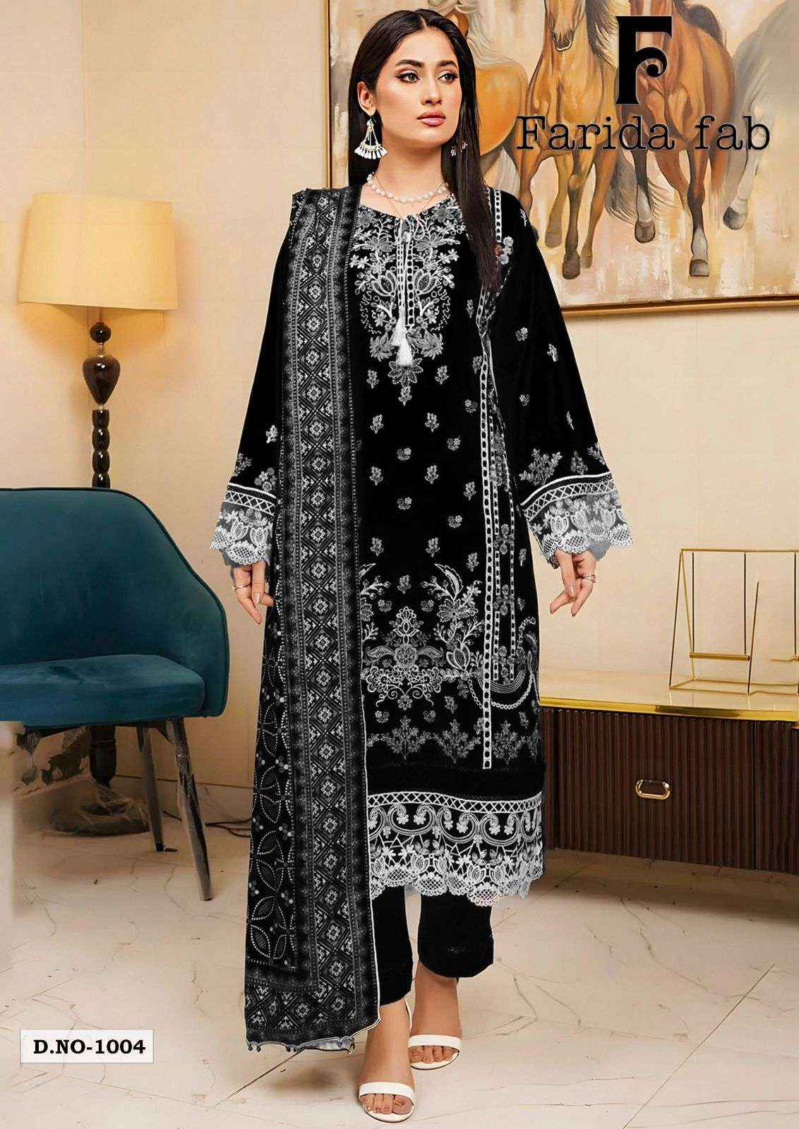 Farida Fab Black & White Heavy Cotton Luxury Collection Cotton Dress Material 6 pcs Catalogue
