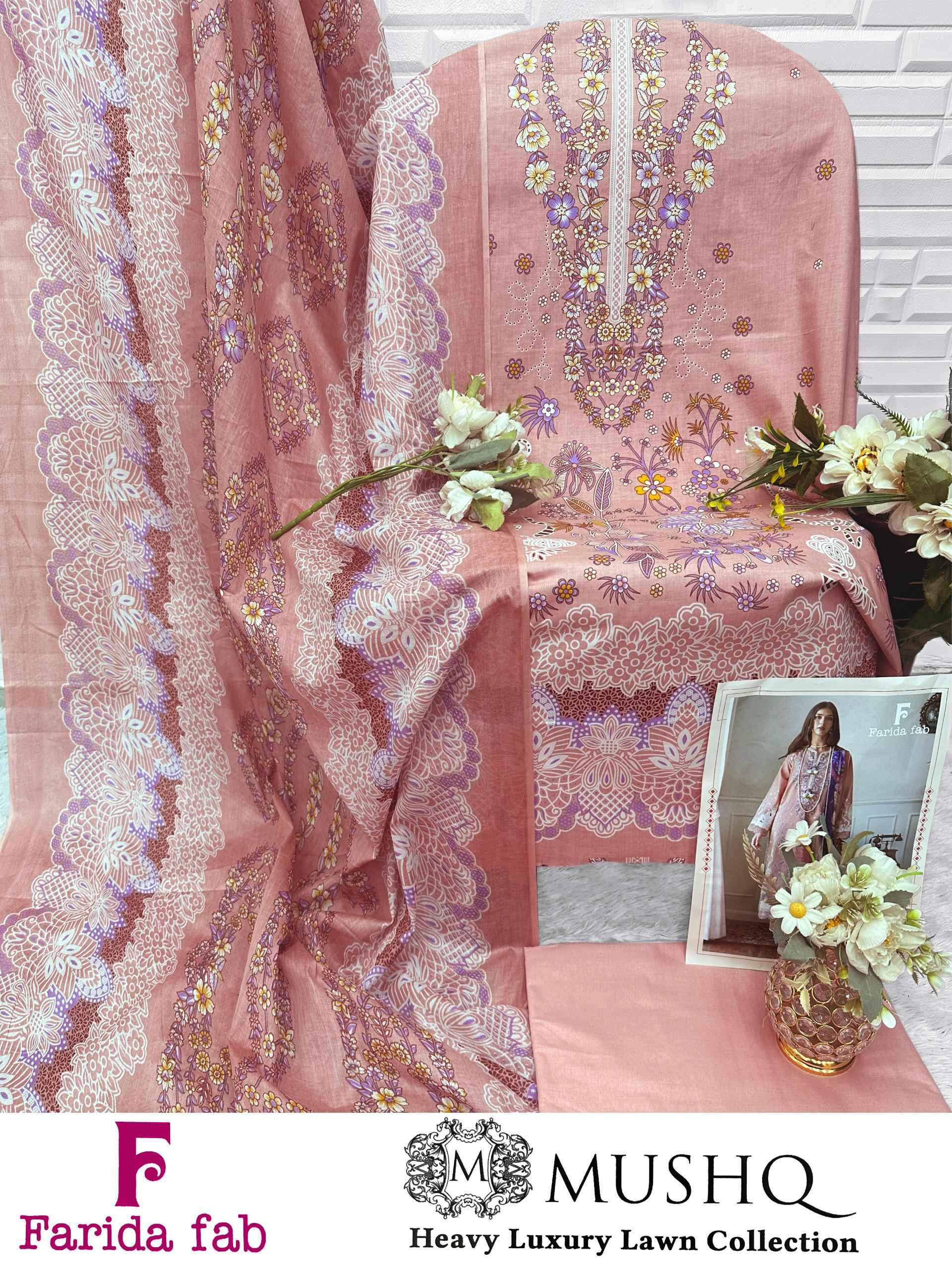 Farida Fab Mushq Cotton Dress Material 6 pcs Catalogue