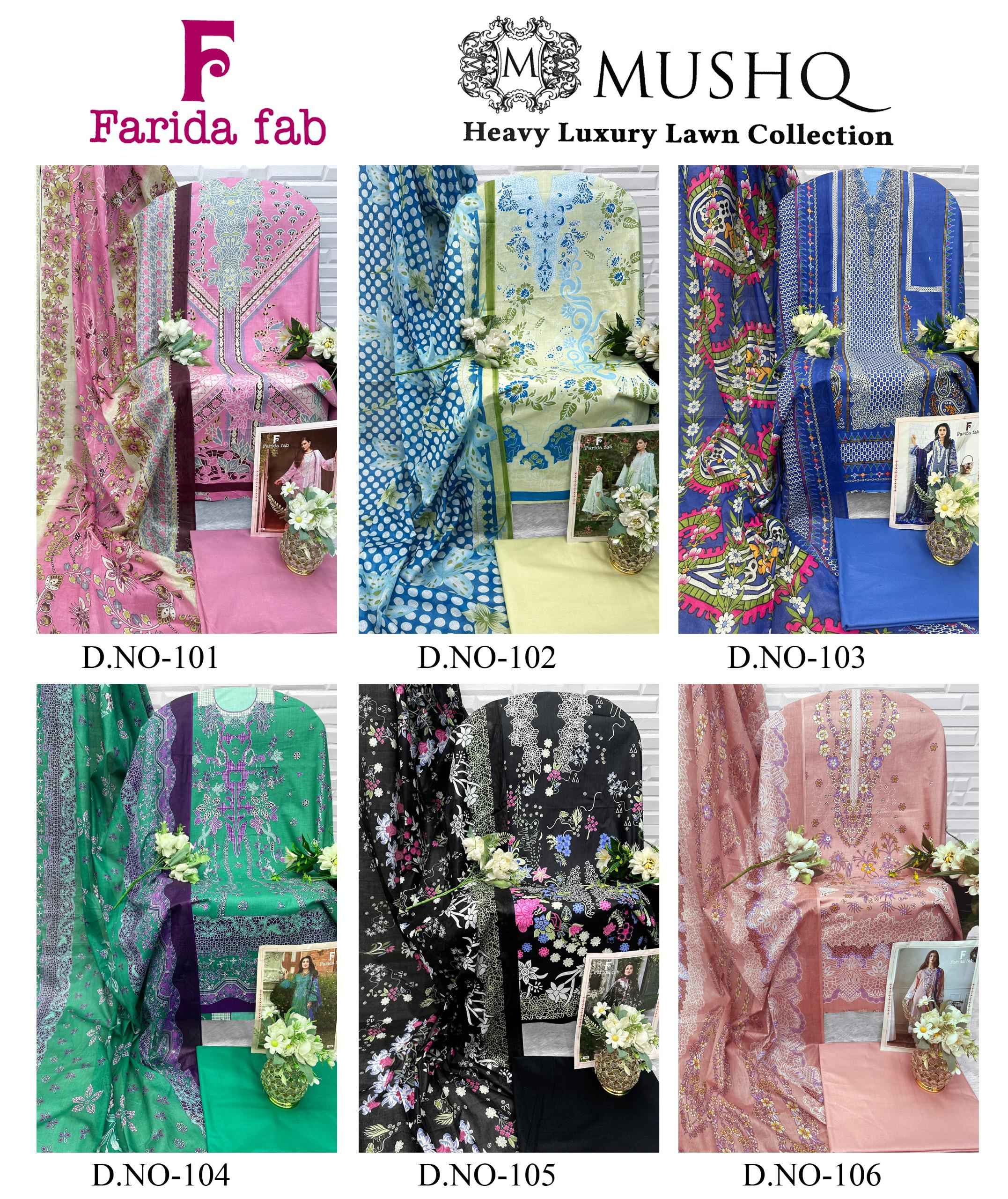 Farida Fab Mushq Cotton Dress Material 6 pcs Catalogue