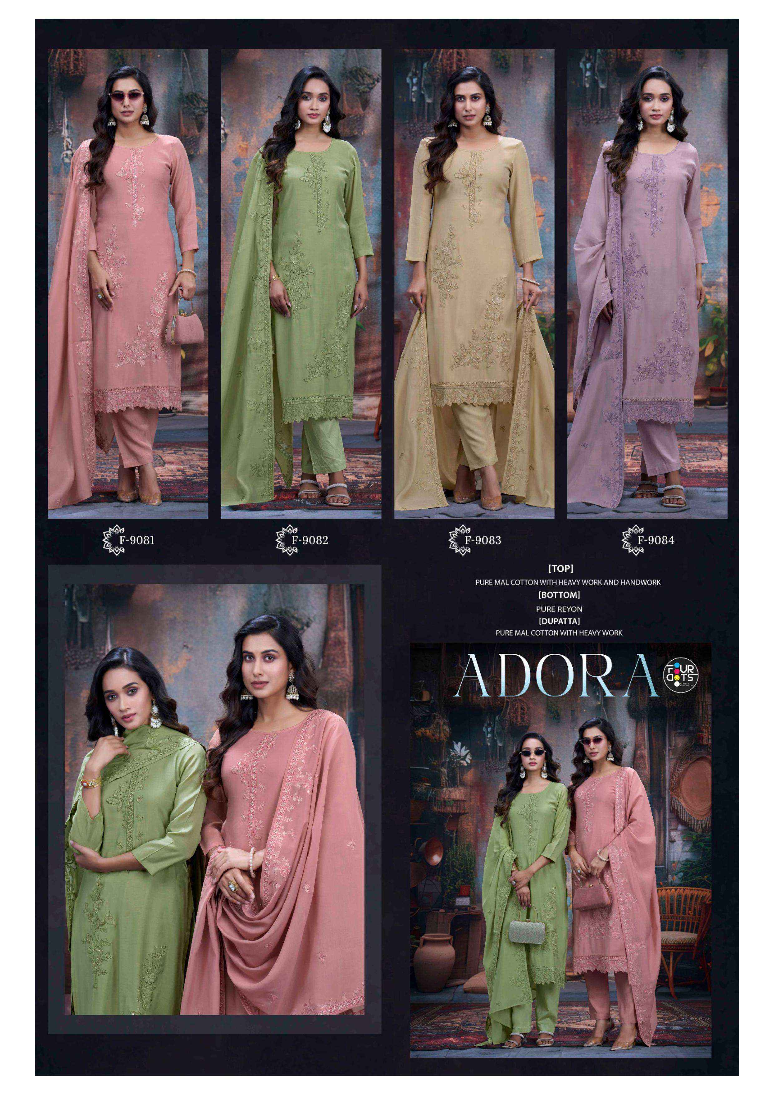 Fourdots Adora Cotton Dress Material 4 pcs Catalogue