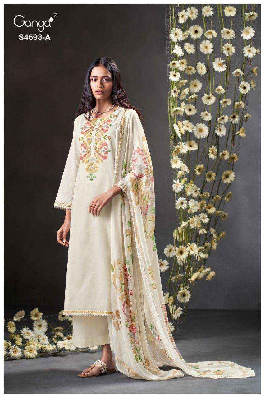 Ganga Evara 4593 Cotton Dress Material 4 pcs Catalogue