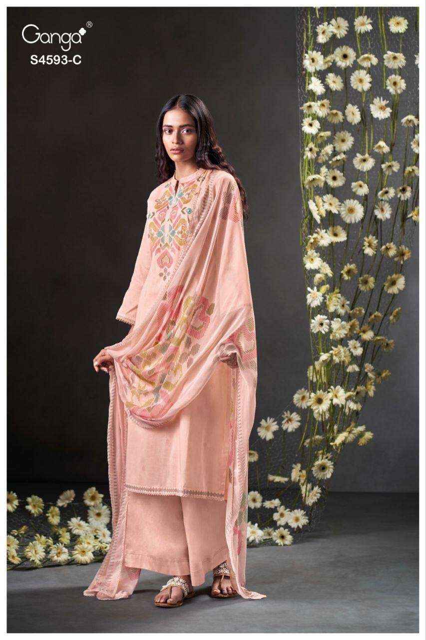 Ganga Evara 4593 Cotton Dress Material 4 pcs Catalogue