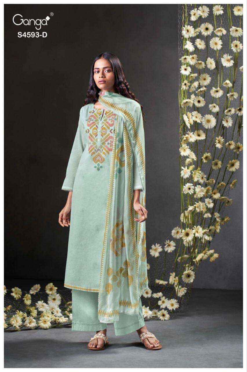 Ganga Evara 4593 Cotton Dress Material 4 pcs Catalogue
