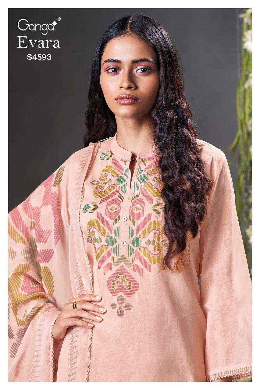 Ganga Evara 4593 Cotton Dress Material 4 pcs Catalogue
