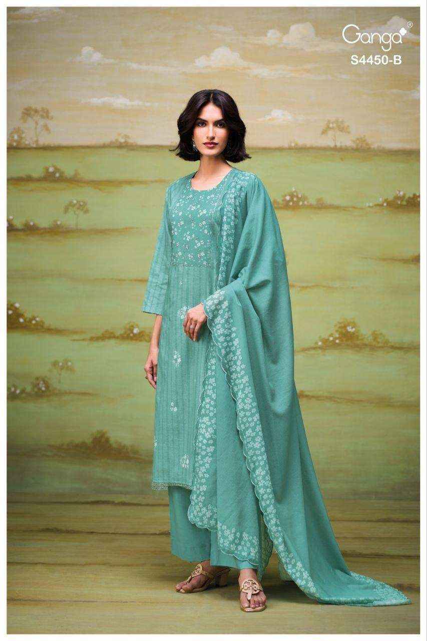 Ganga Hesika 4450 Cotton Dress Material 4 pcs Catalogue