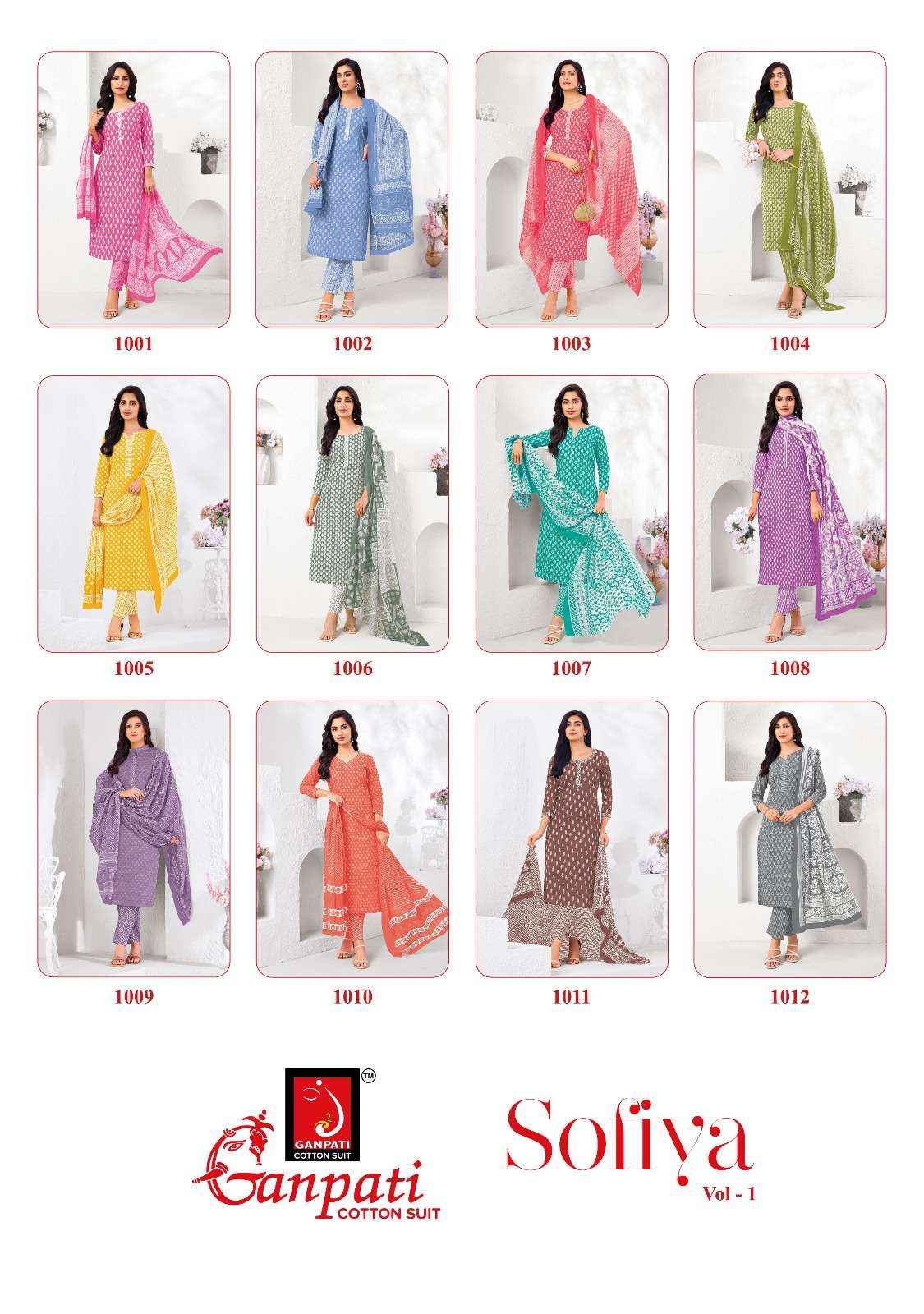 Ganpati Sofiya Vol 1 Cotton Dress Material 12 pcs Catalogue