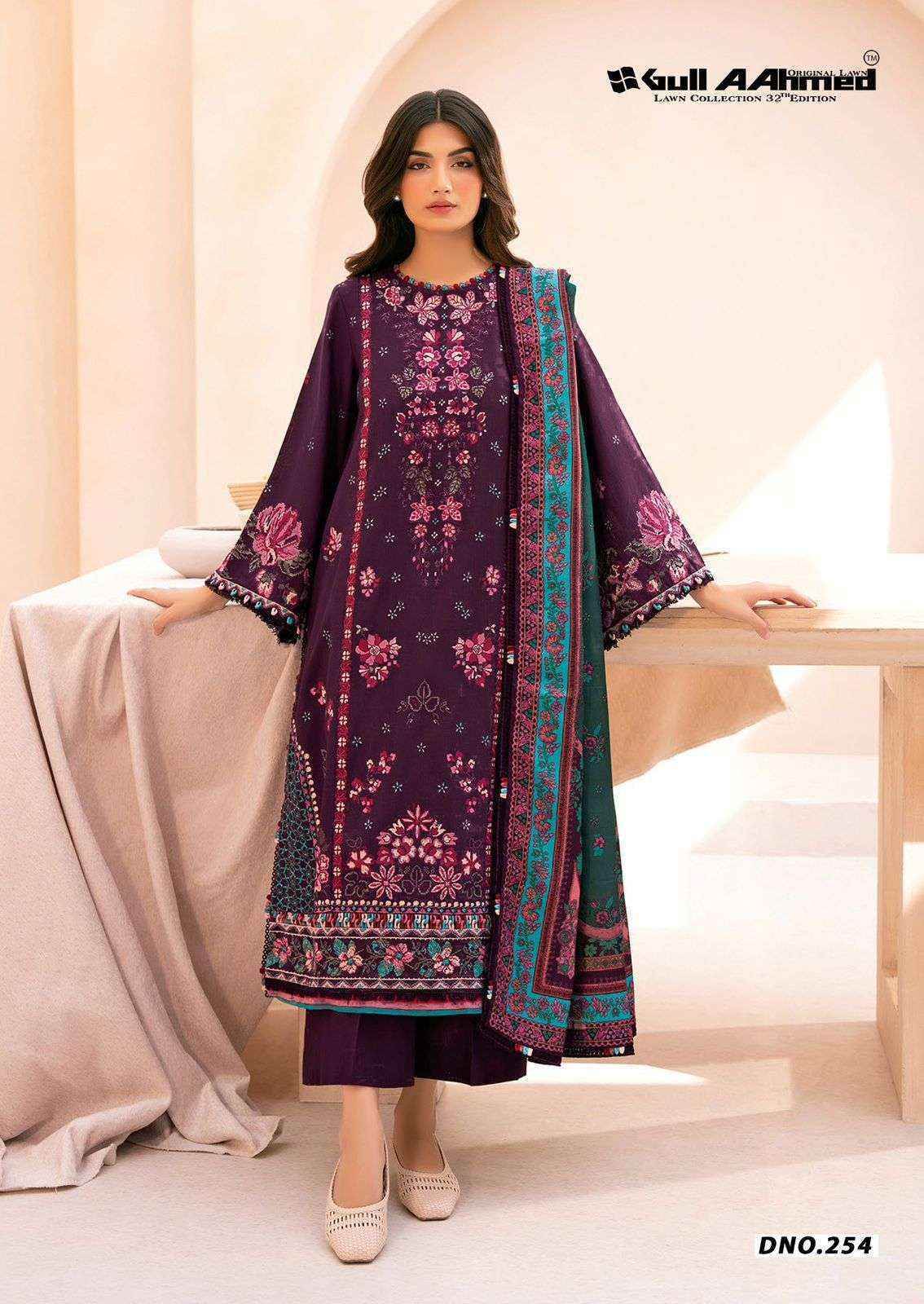 Gull Ahmed Lawn Collection Vol 32 Cambric Cotton Dress Material 6 Pc Catalouge