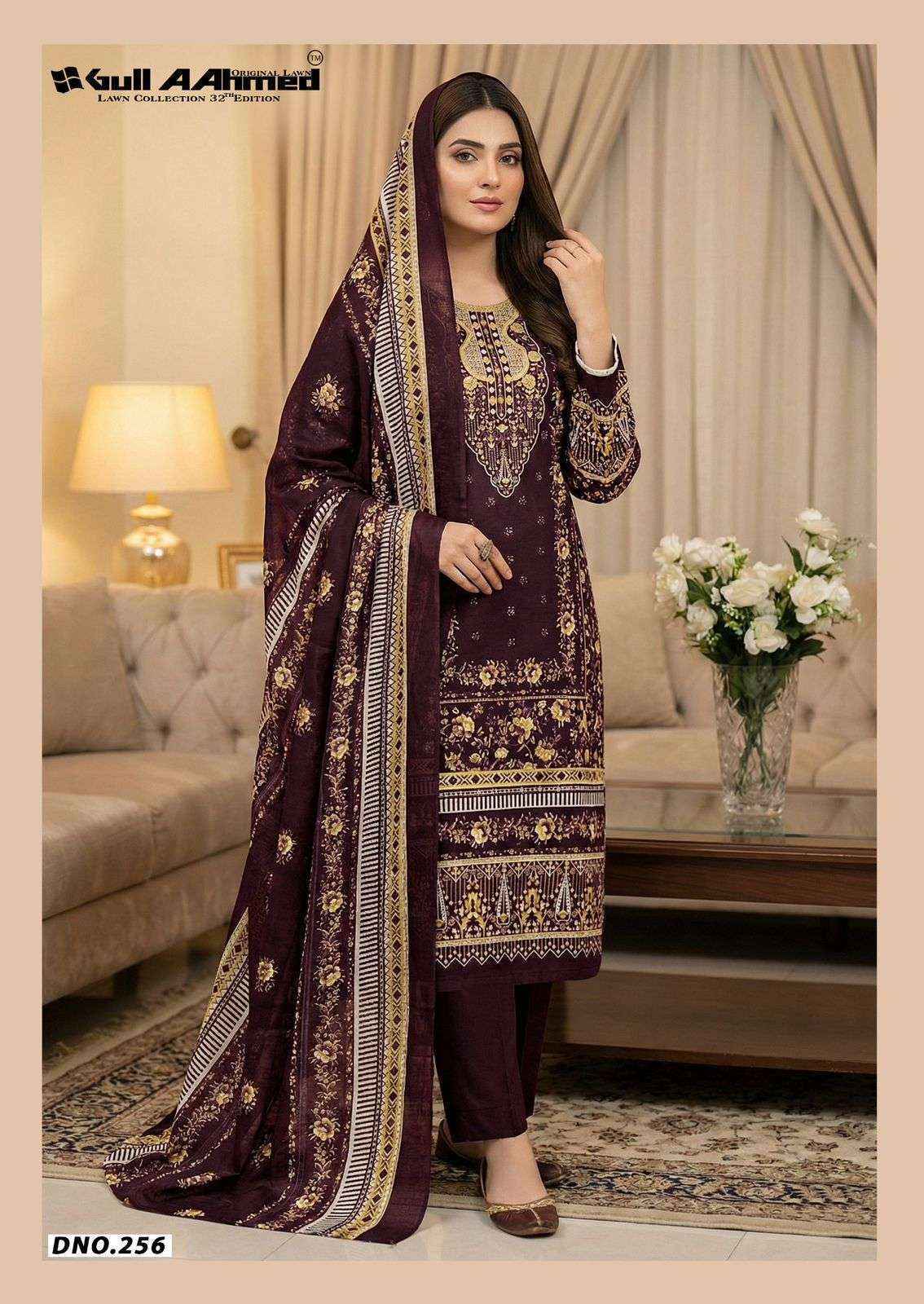 Gull Ahmed Lawn Collection Vol 32 Cambric Cotton Dress Material 6 Pc Catalouge