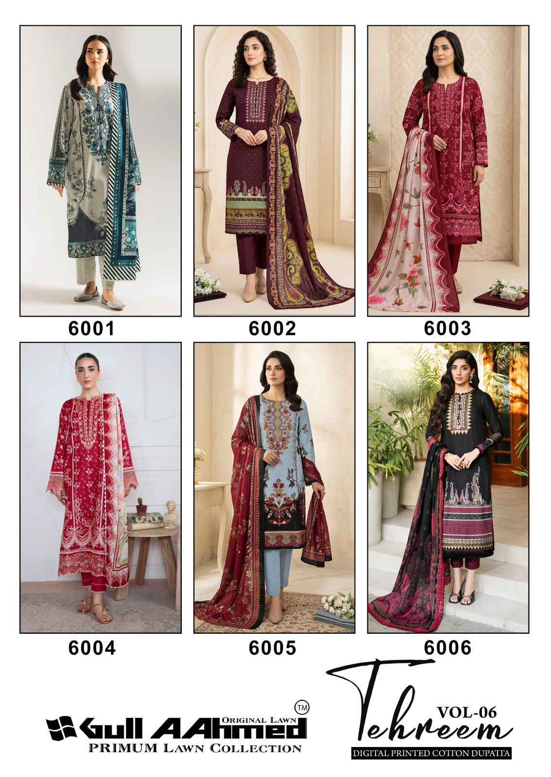 Gull Ahmed Tehreem Vol 6 Cambridge Cotton Dress Material 6 Pc Catalouge