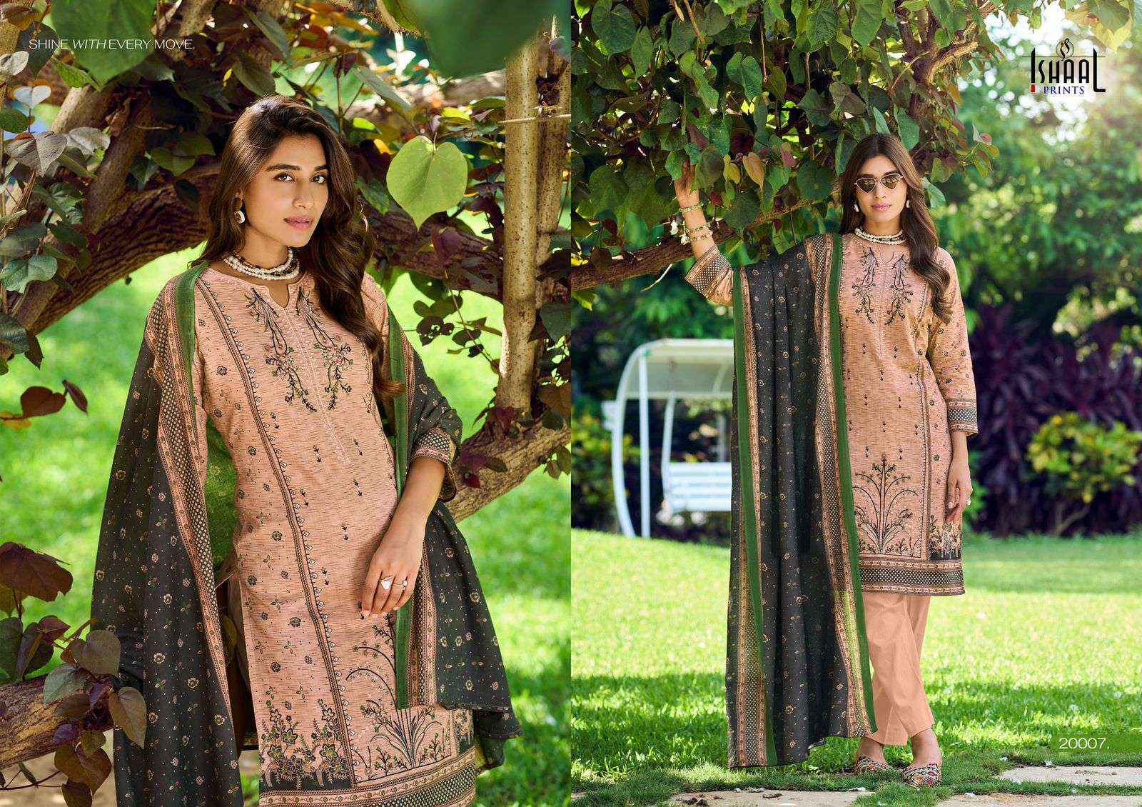 Ishaal Embroidered Vol 20 Lawn Cotton Dress Material 10 pcs Catalogue
