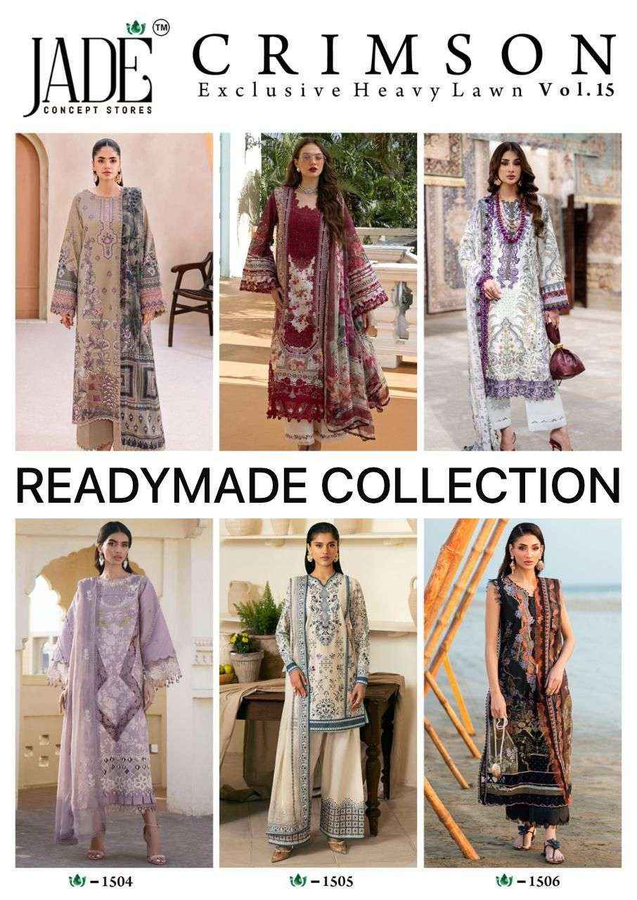 Jade Crimson Vol 15 Readymade Lawn Cotton Dress 6 pc Cataloge