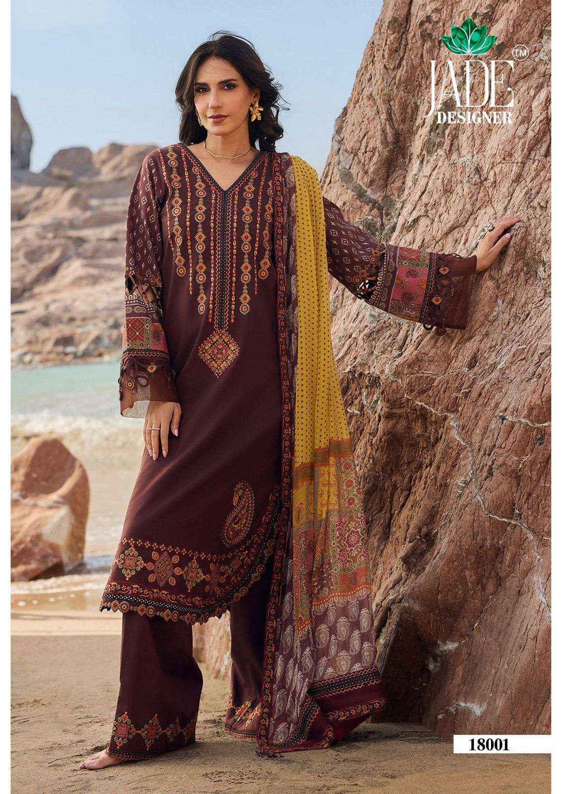 Jade Crimsons Vol 18 Cambric Cotton Dress Material 6 pc Cataloge