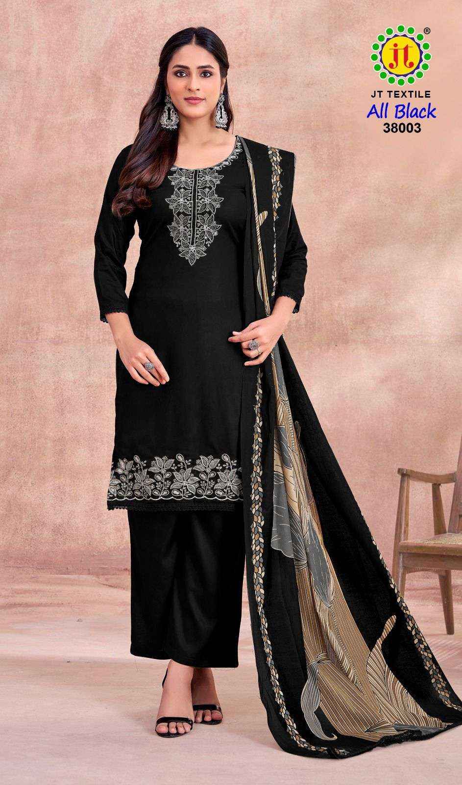 Jt All Black Vol 38 Rayon Dress Material 5 pcs Catalogue