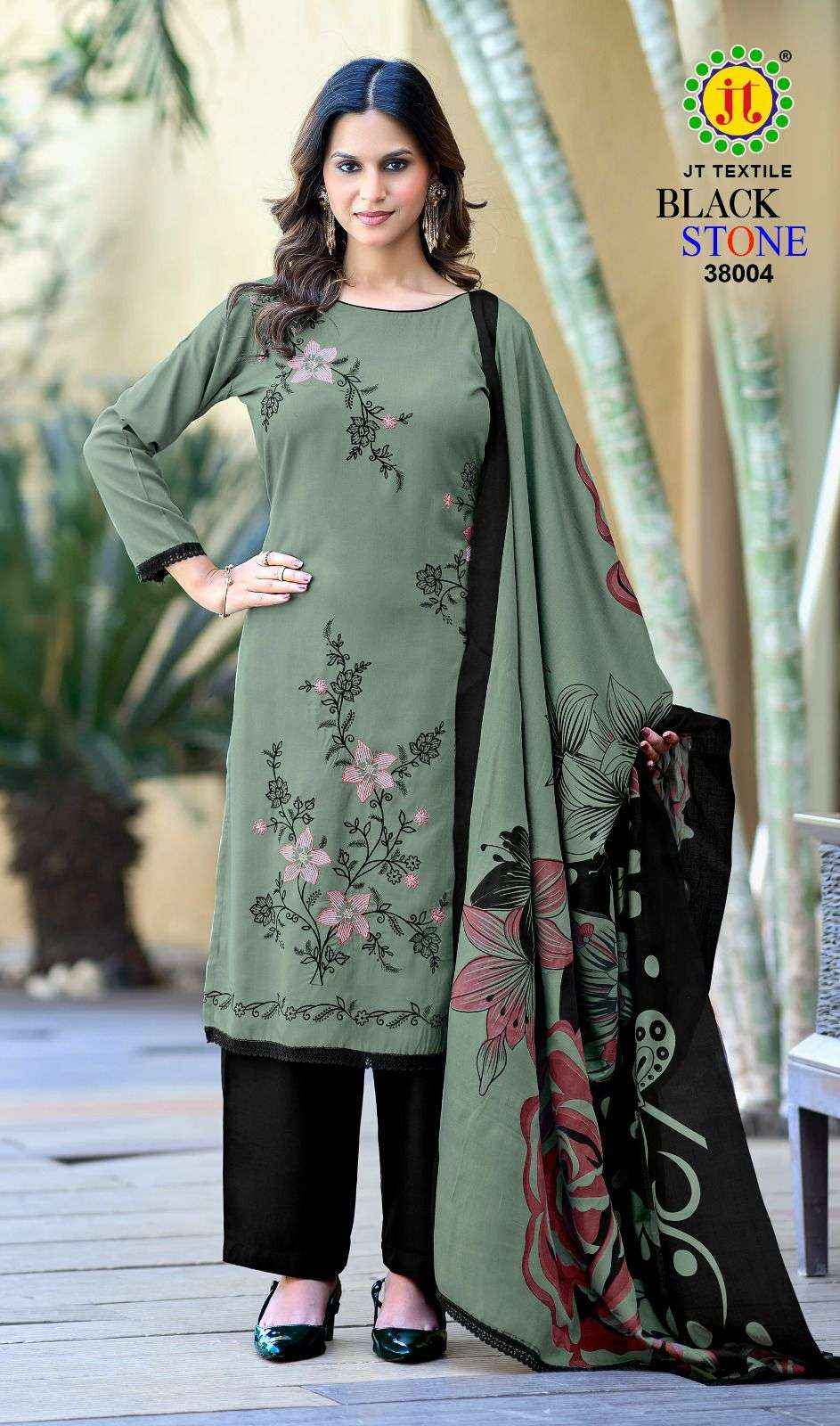 Jt Black Stone Vol 38 Rayon Dress Material 5 pcs Catalogue