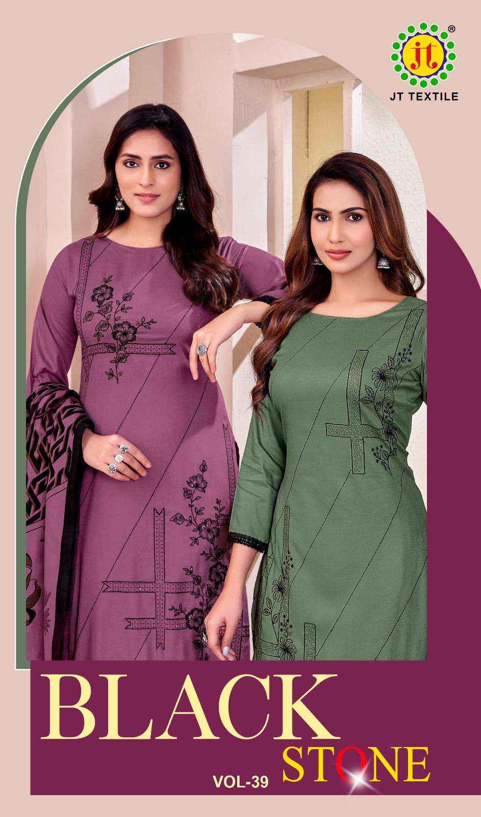 Jt Black Stone Vol 39 Rayon Dress Material 5 pcs Catalogue