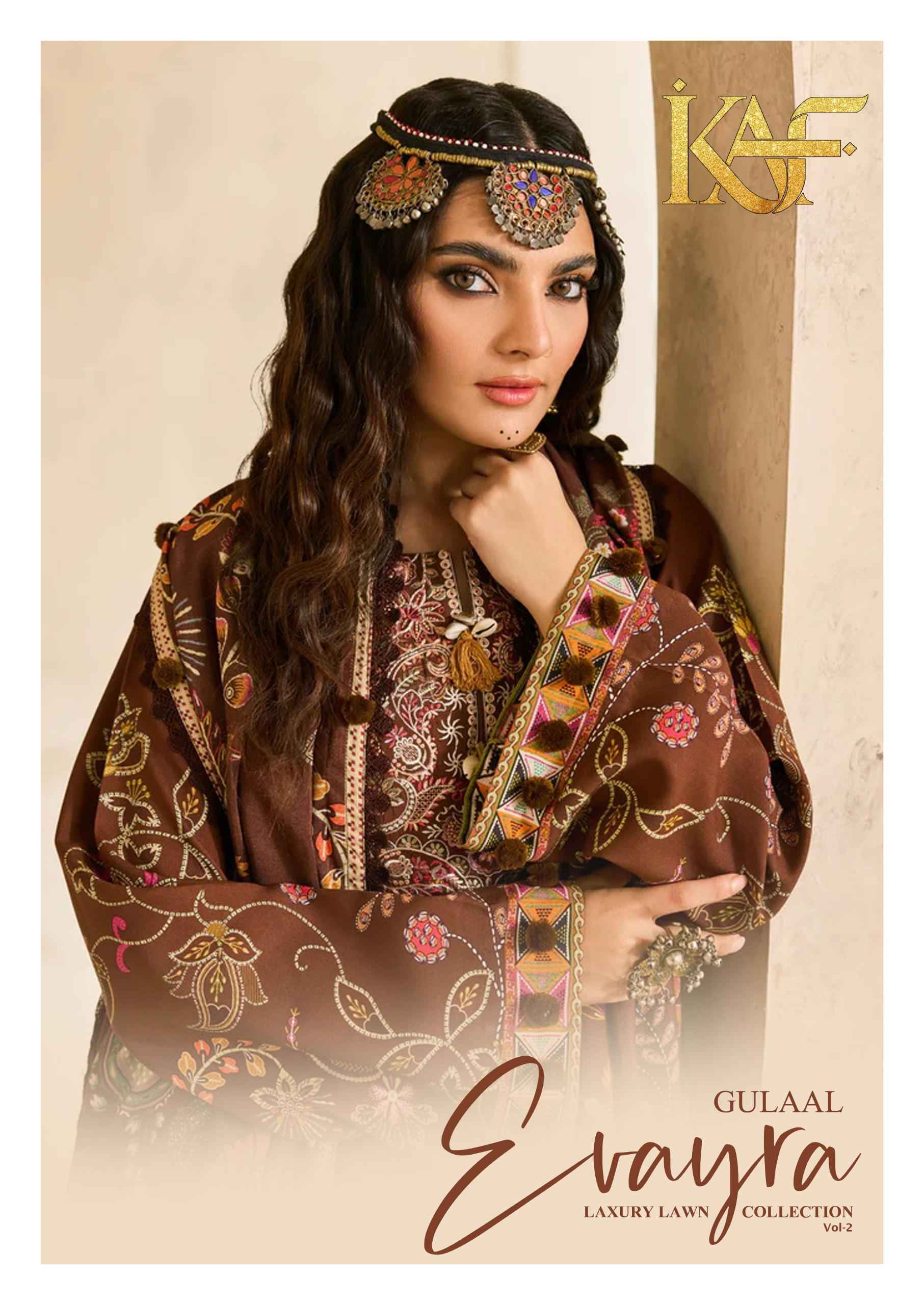 KAF Fabric Evayra Gulaal vol 2 Cotton Dress Material 6 Pc Catalouge
