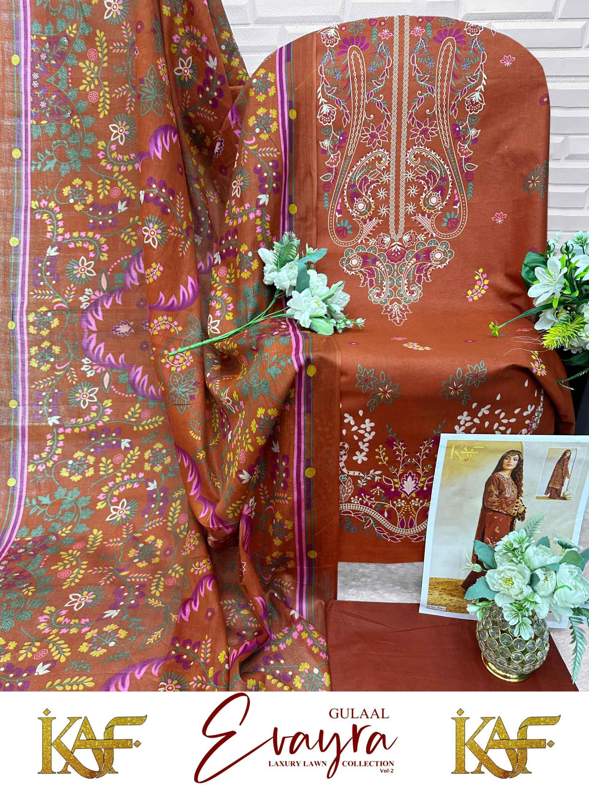 KAF Fabric Evayra Gulaal vol 2 Cotton Dress Material 6 Pc Catalouge