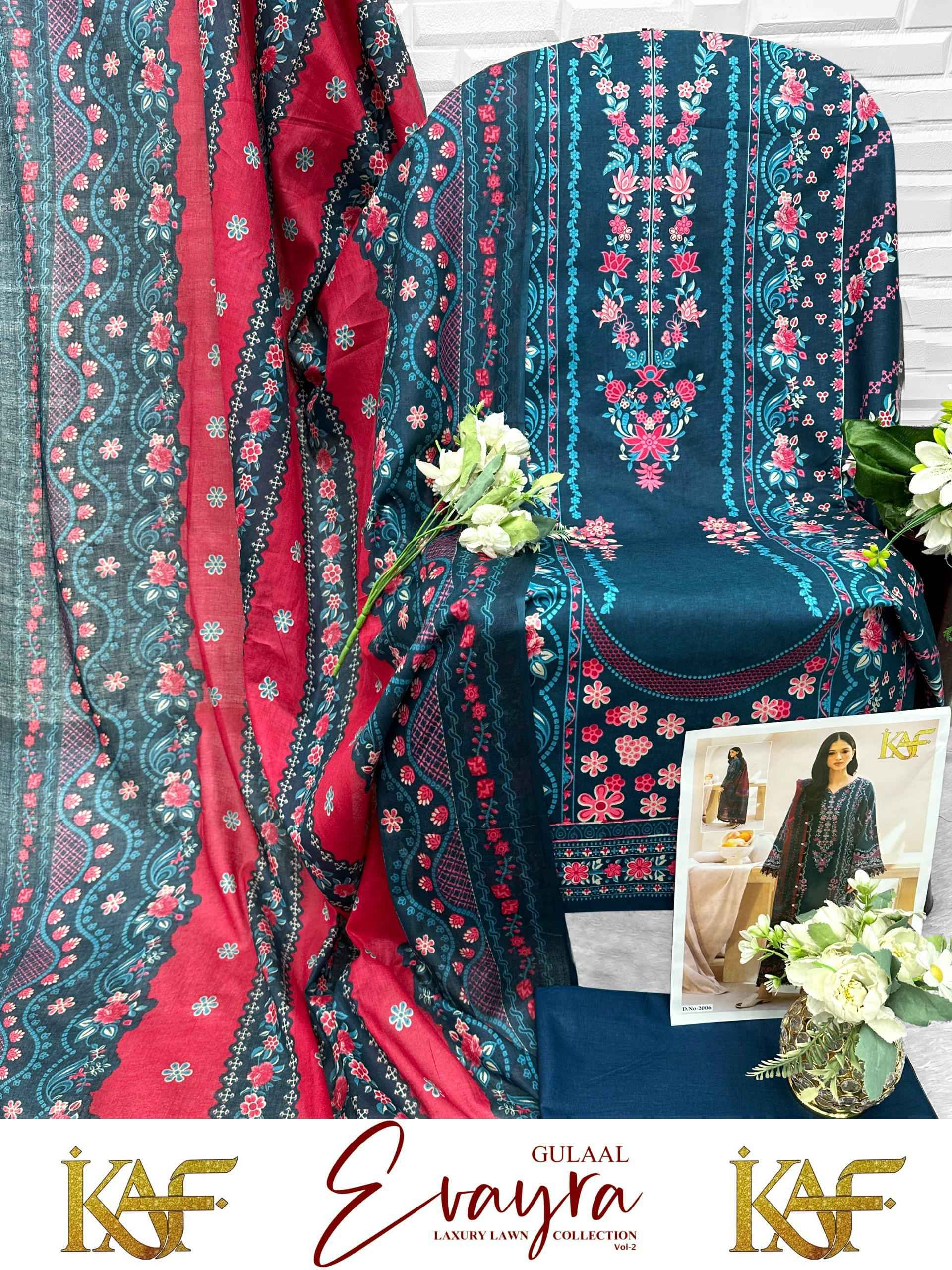 KAF Fabric Evayra Gulaal vol 2 Cotton Dress Material 6 Pc Catalouge