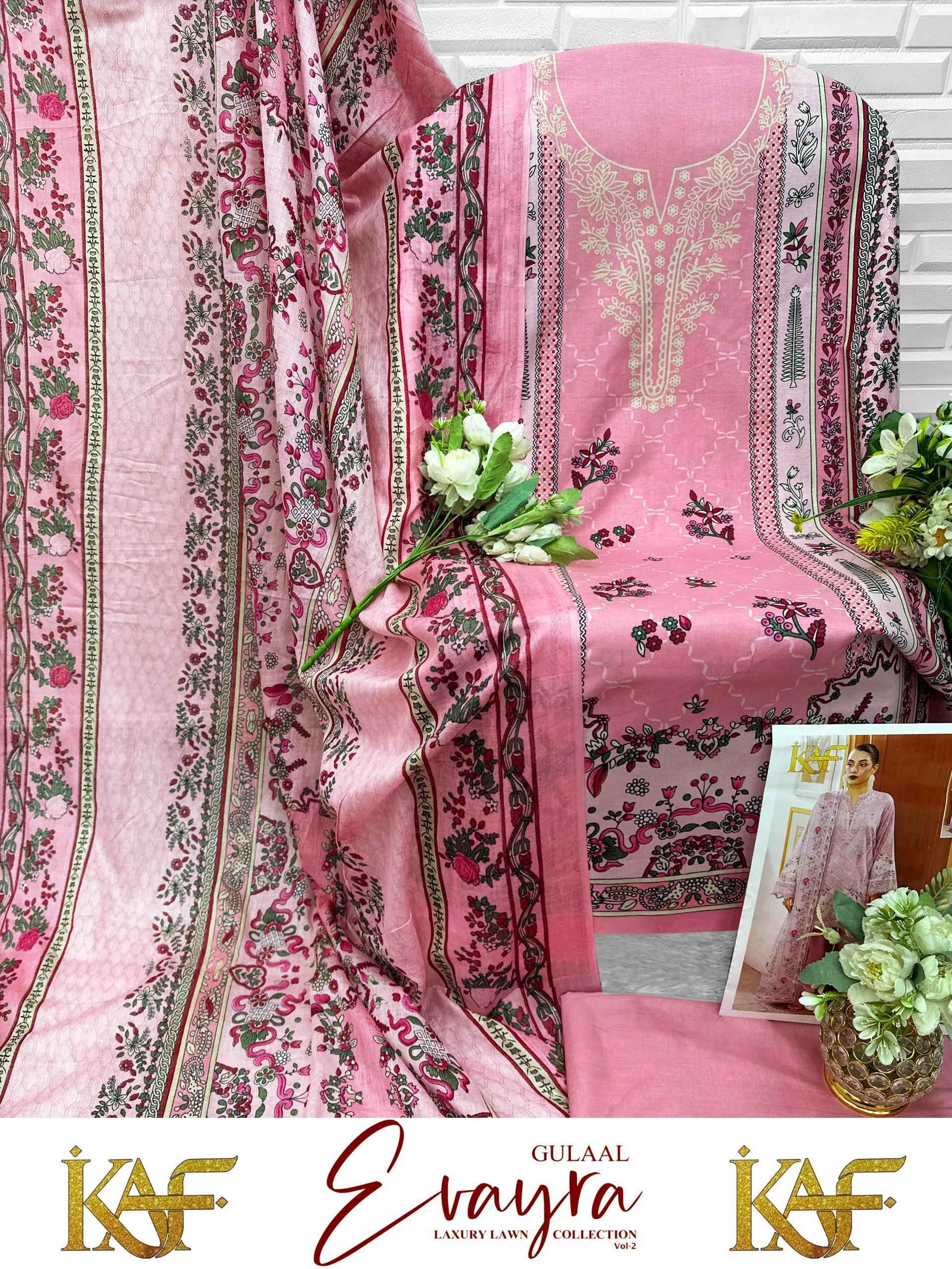 KAF Fabric Evayra Gulaal vol 2 Cotton Dress Material 6 Pc Catalouge