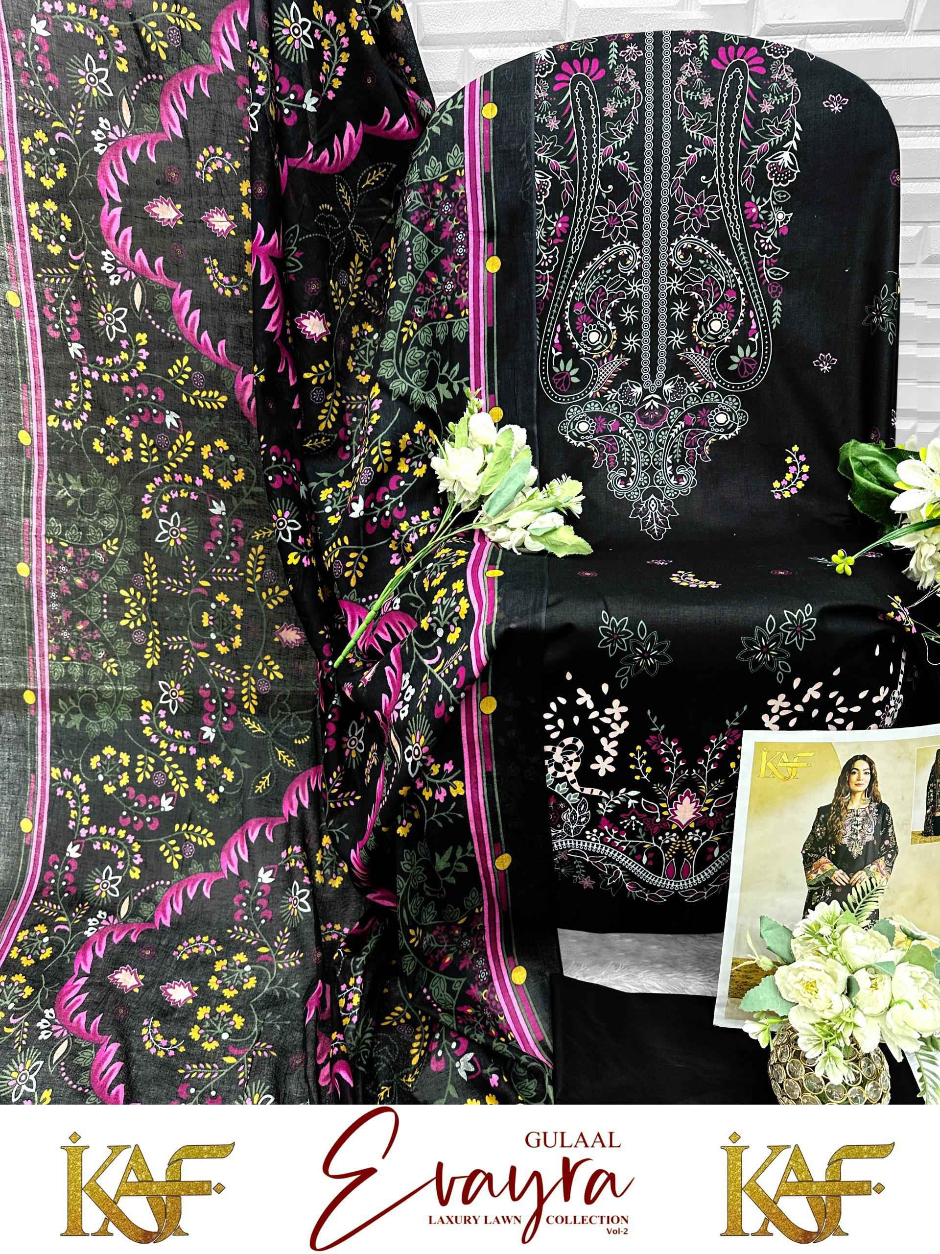 KAF Fabric Evayra Gulaal vol 2 Cotton Dress Material 6 Pc Catalouge