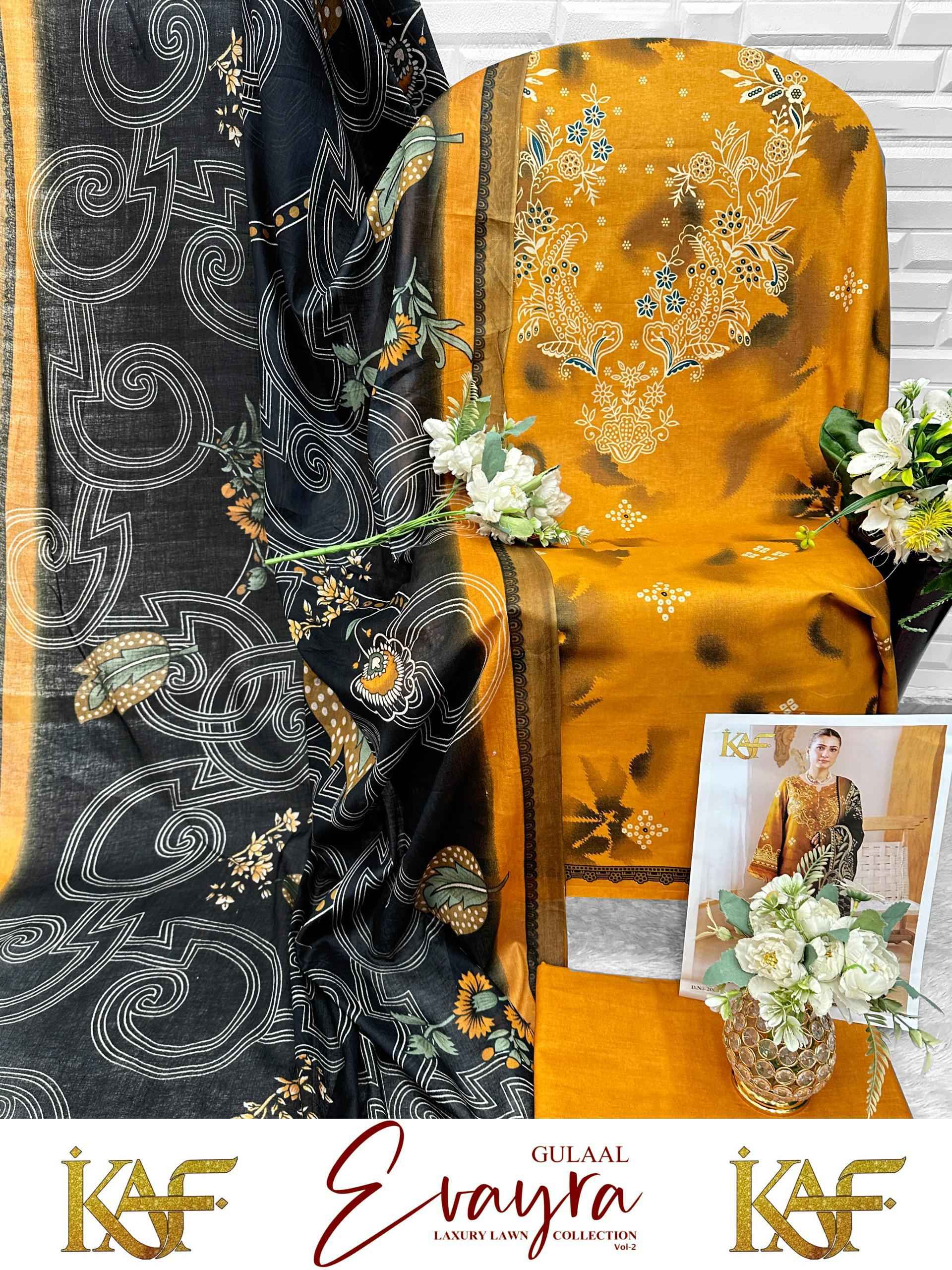 KAF Fabric Evayra Gulaal vol 2 Cotton Dress Material 6 Pc Catalouge