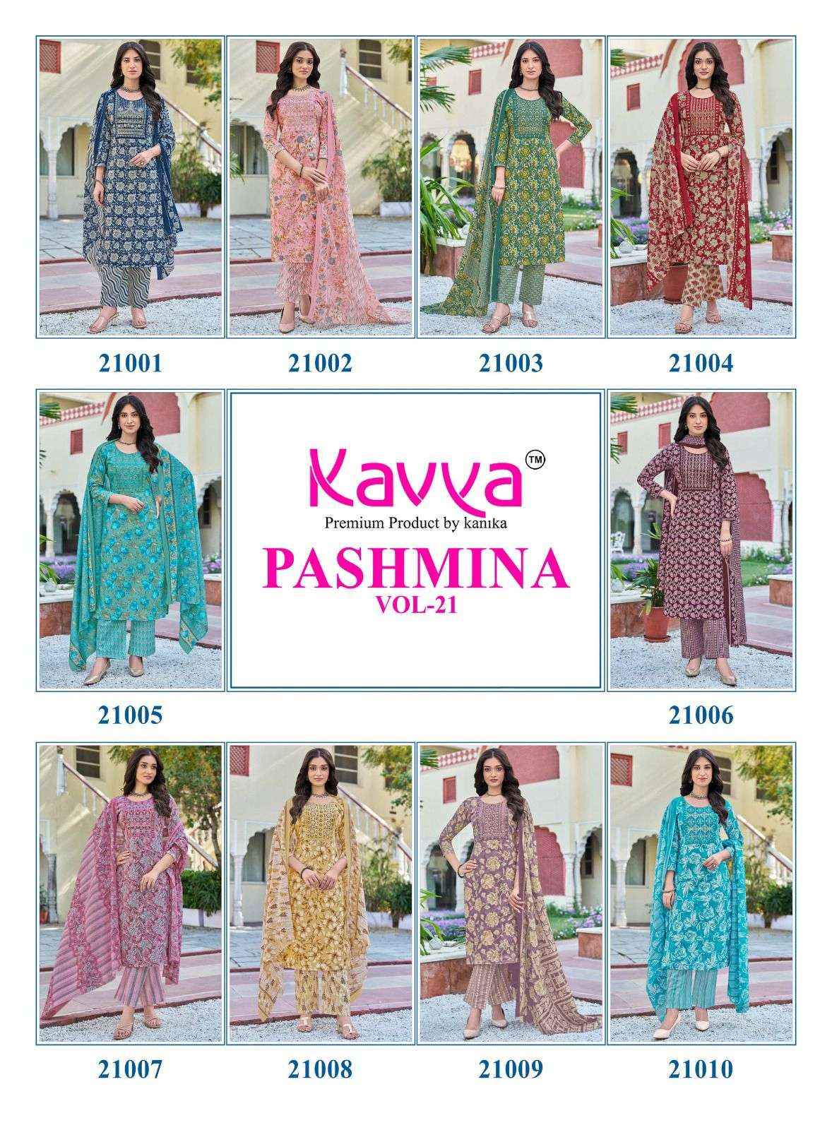 Kavya Pashmina Vol 21 Malasian Cotton Kurti Combo 10 pcs Catalogue