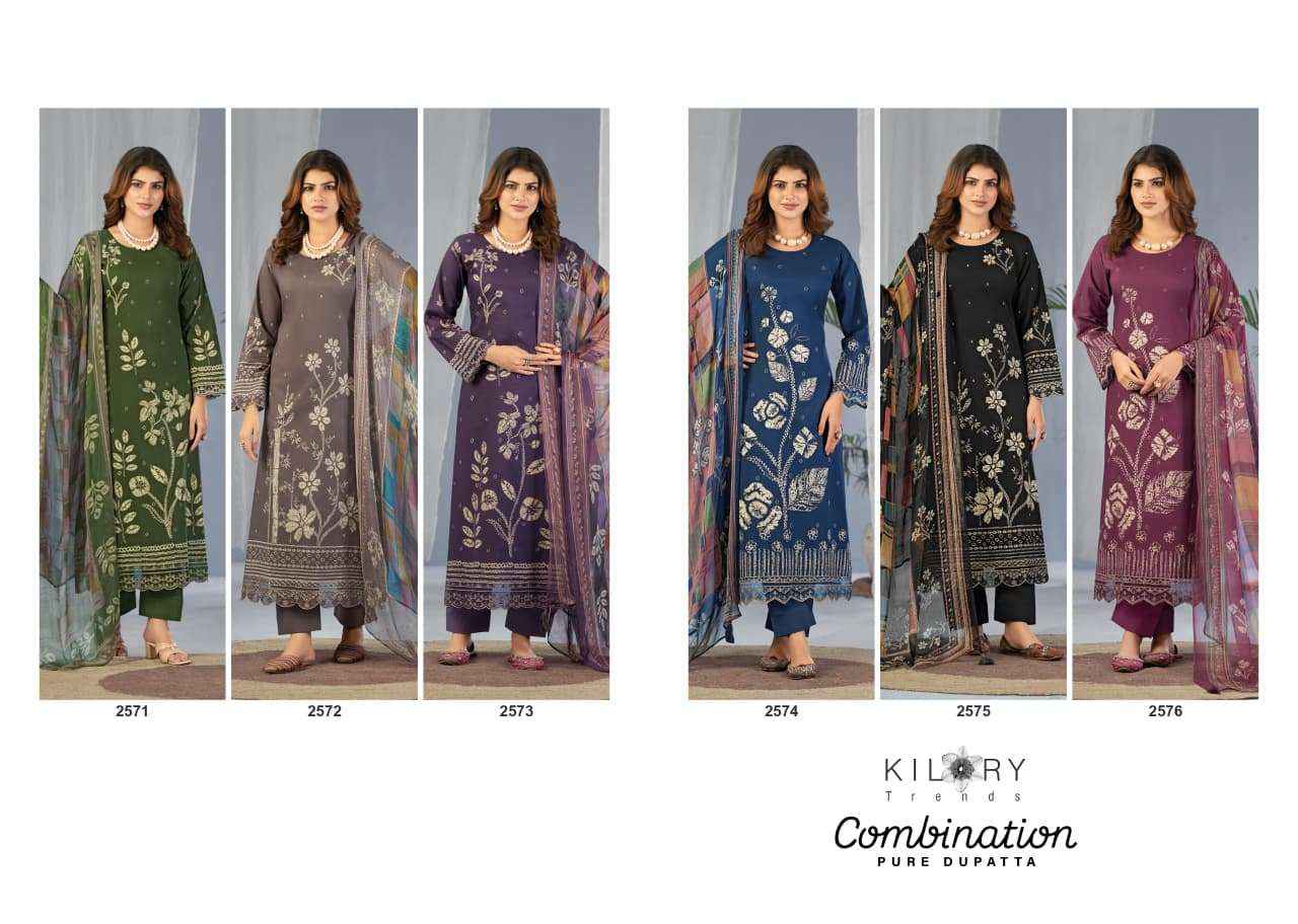 Kilory Trends Combination Lawn Cotton Dress Material 6 pcs Catalogue