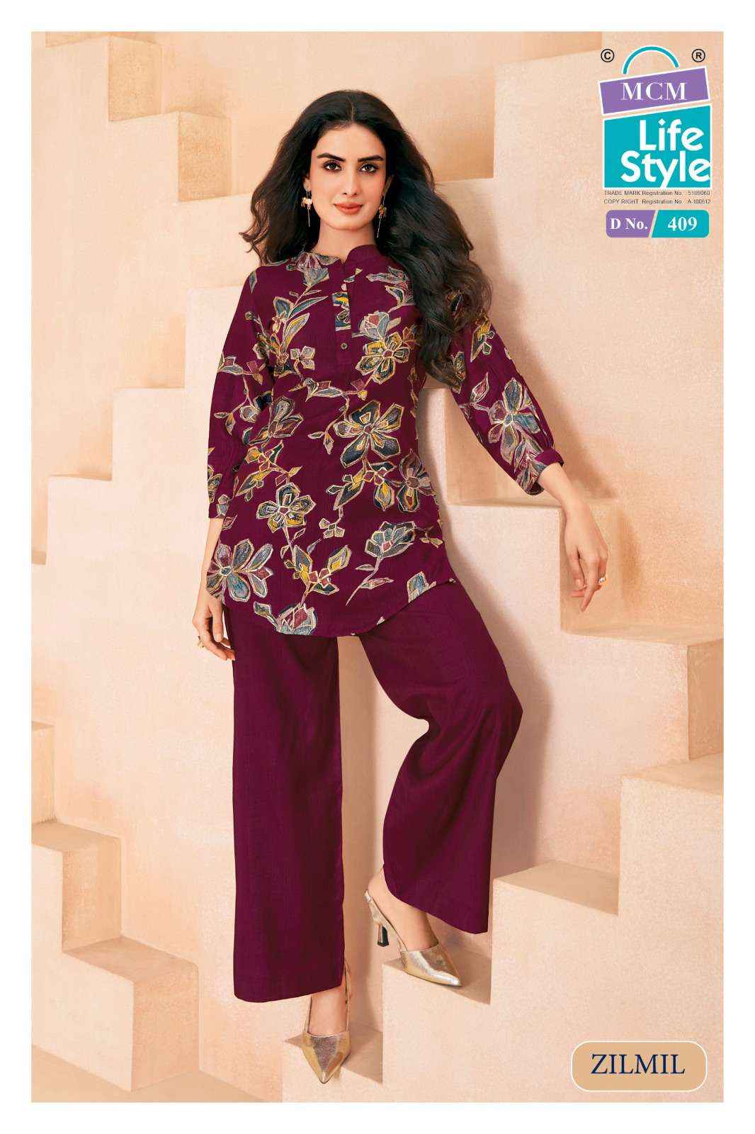 MCM Lifestyle Zilmil Vol 4 Vertican Top With Plazzo 10 pcs Catalogue