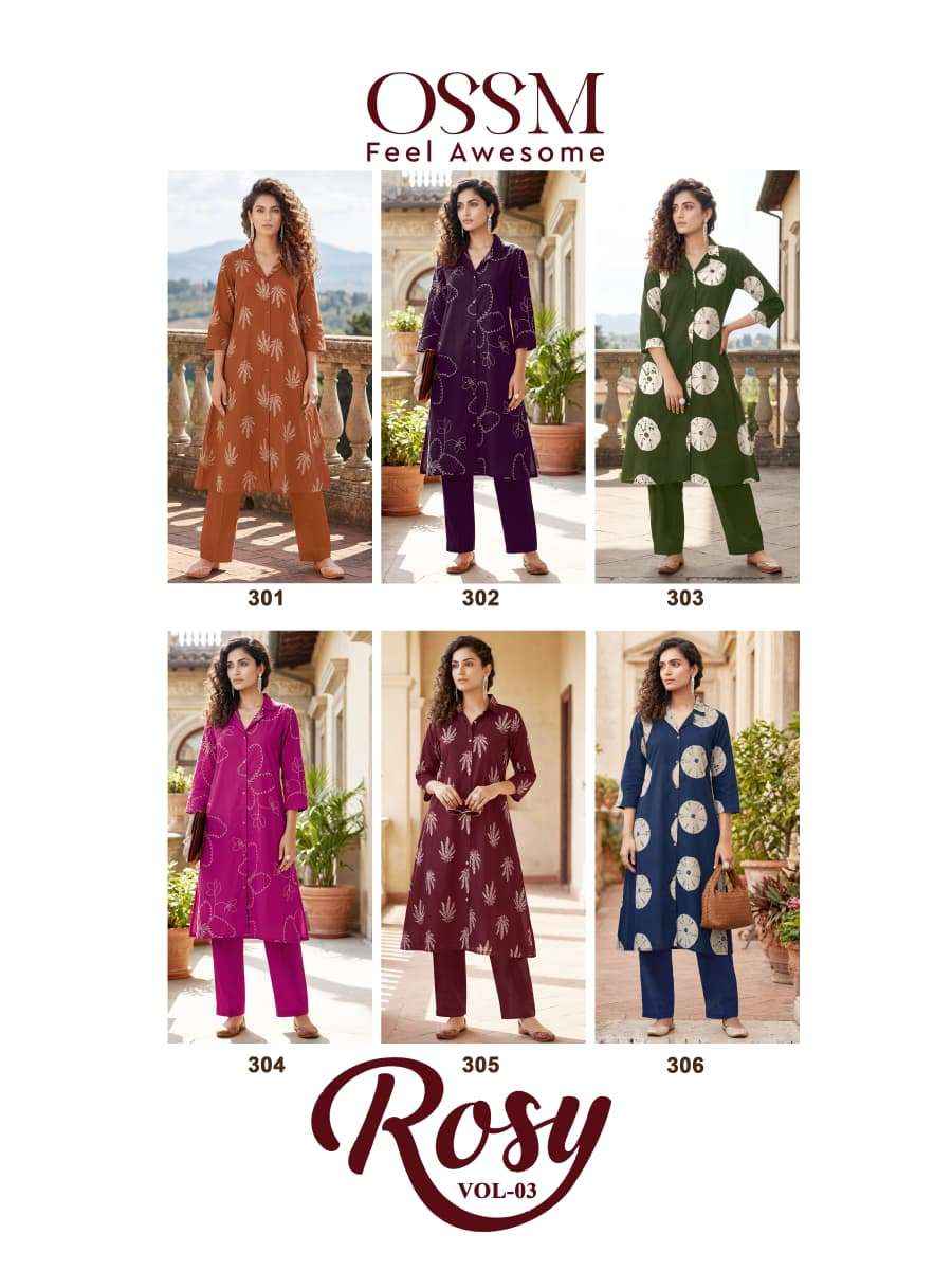 Ossm Rosy Vol 3 Cotton Kurti With Bottom 6 pcs Catalogue