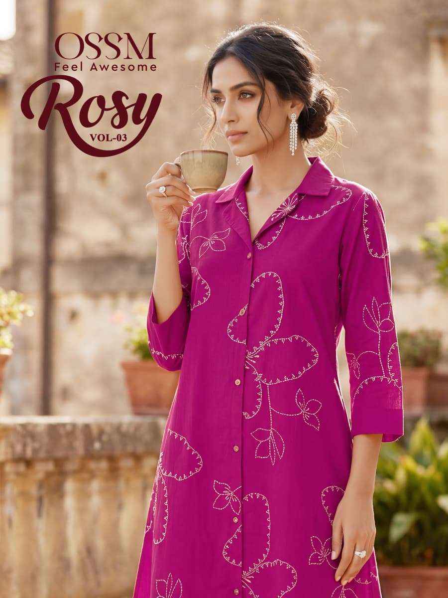 Ossm Rosy Vol 3 Cotton Kurti With Bottom 6 pcs Catalogue