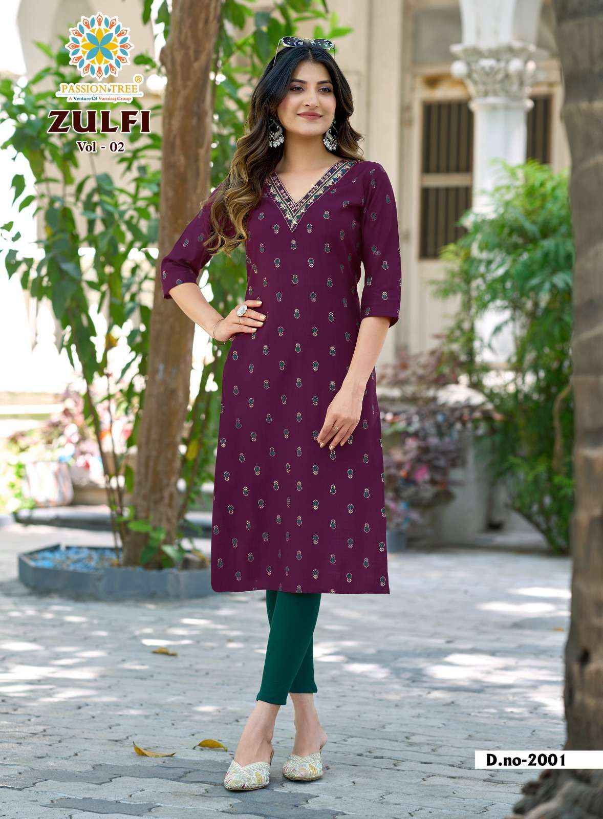 Passion Tree Zulfi Vol 2 Fancy Kurti 8 pcs Catalogue
