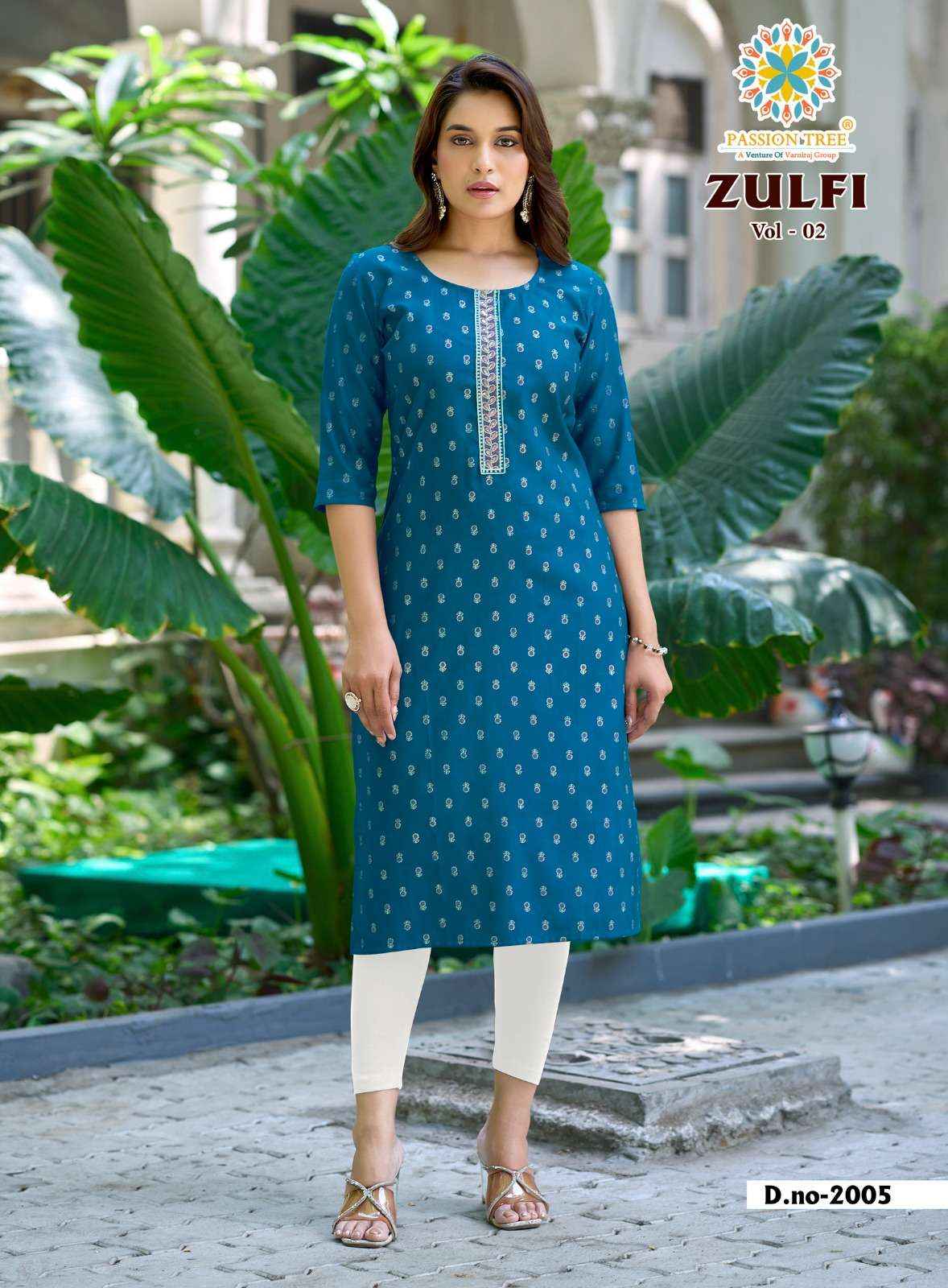 Passion Tree Zulfi Vol 2 Fancy Kurti 8 pcs Catalogue