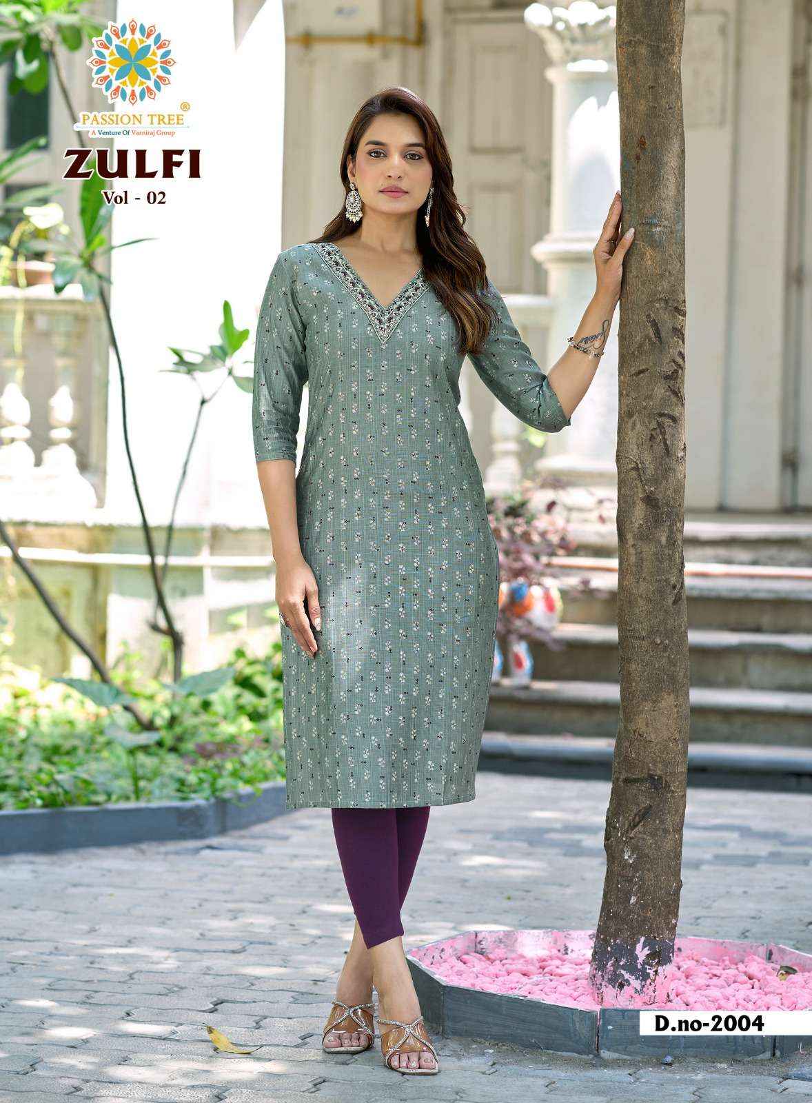 Passion Tree Zulfi Vol 2 Fancy Kurti 8 pcs Catalogue