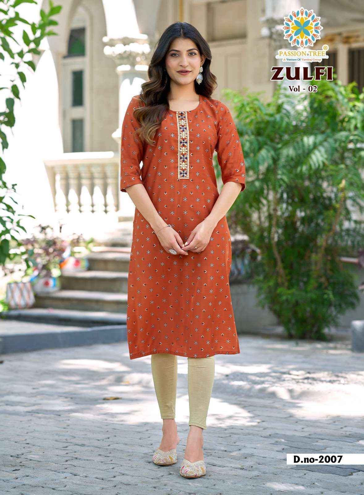 Passion Tree Zulfi Vol 2 Fancy Kurti 8 pcs Catalogue