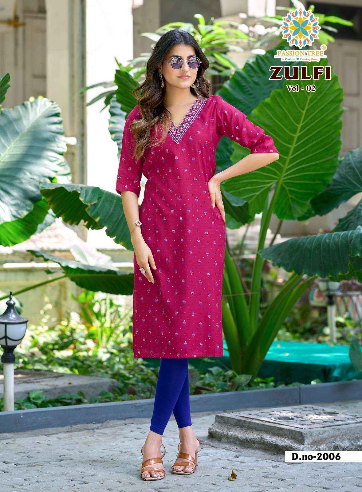 Passion Tree Zulfi Vol 2 Fancy Kurti 8 pcs Catalogue