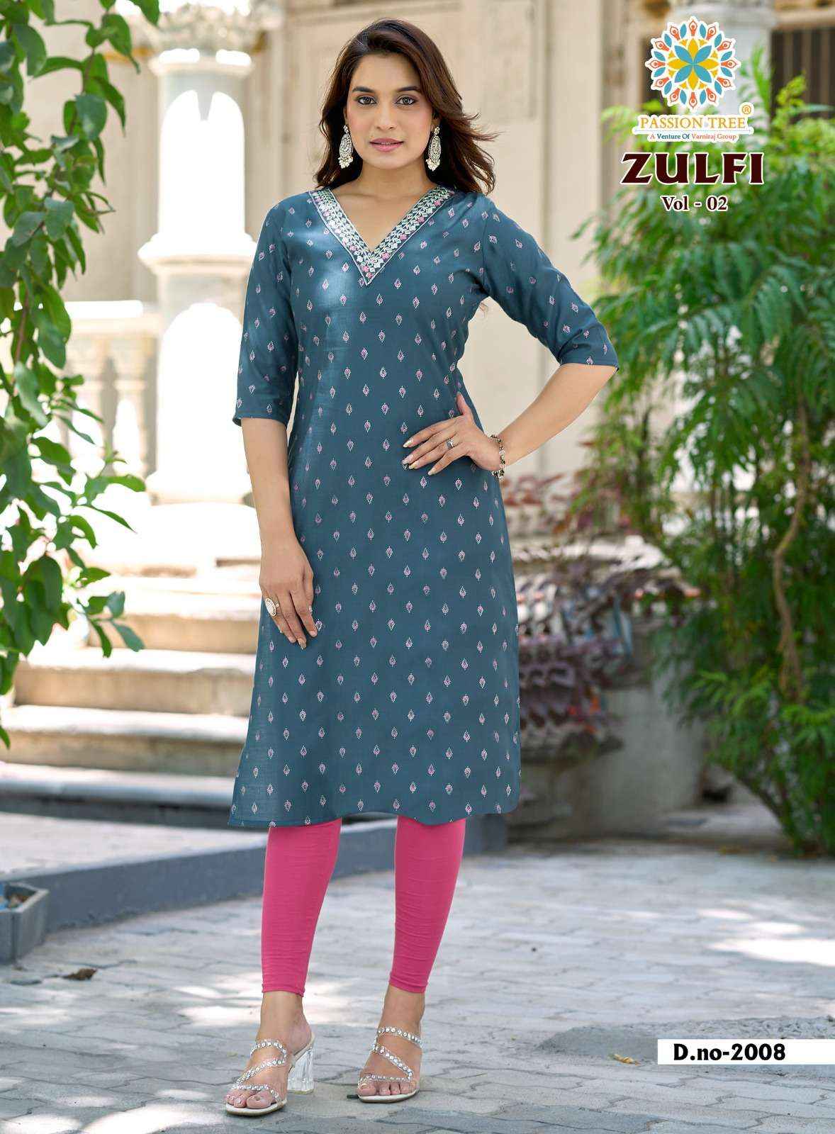 Passion Tree Zulfi Vol 2 Fancy Kurti 8 pcs Catalogue