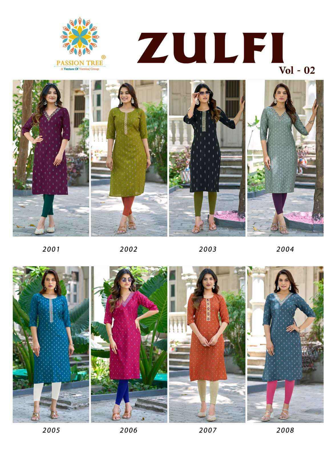 Passion Tree Zulfi Vol 2 Fancy Kurti 8 pcs Catalogue