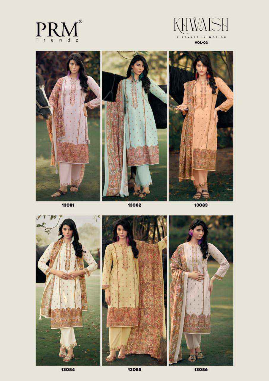 PRM Trendz Khwaish Vol 2 Lawn Cotton Dress Material 6 pcs Catalogue