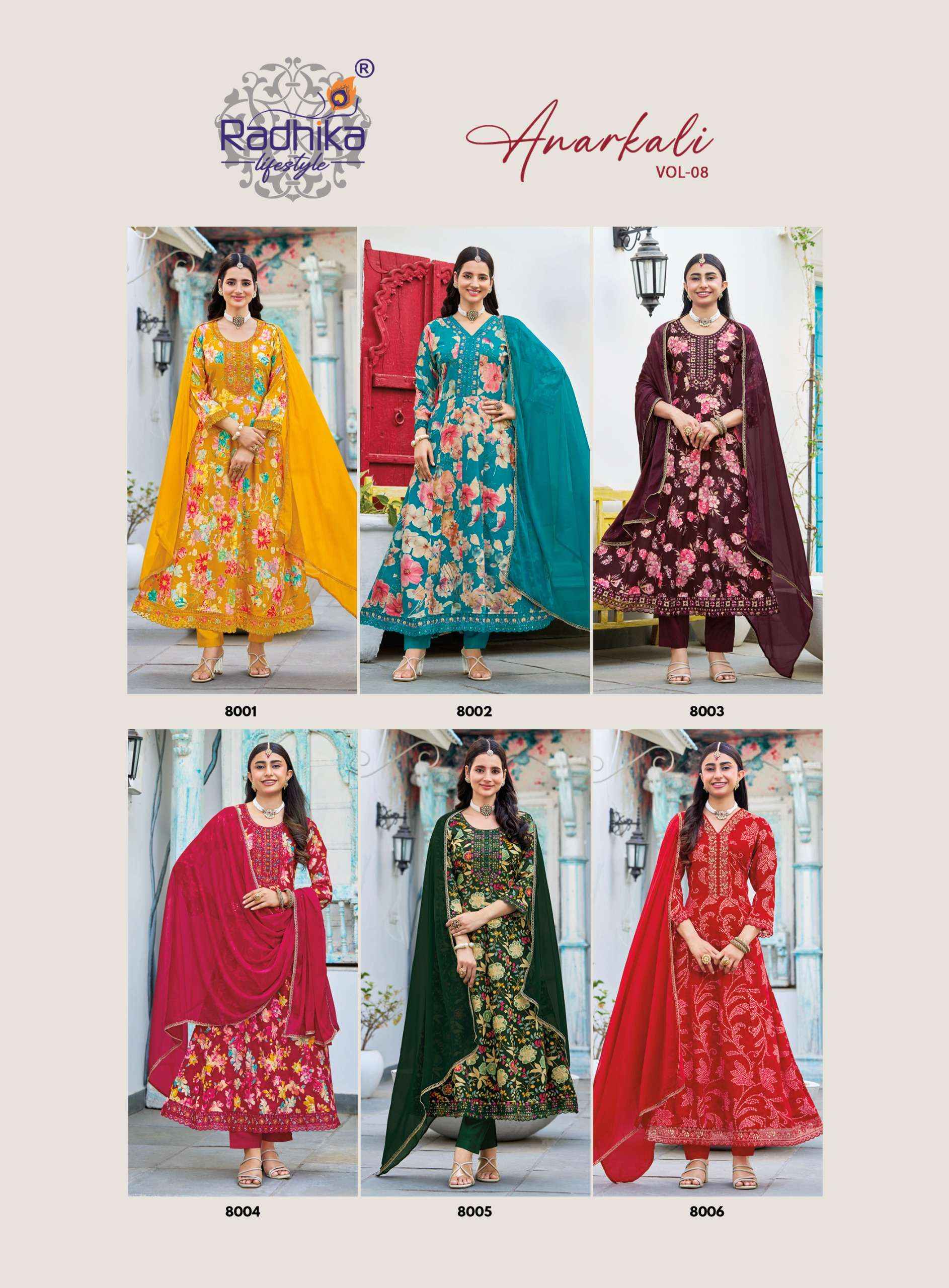 Radhika Lifestyle Anarkali Vol 8 Rayon Kurti Combo 6 Pcs Catalogue