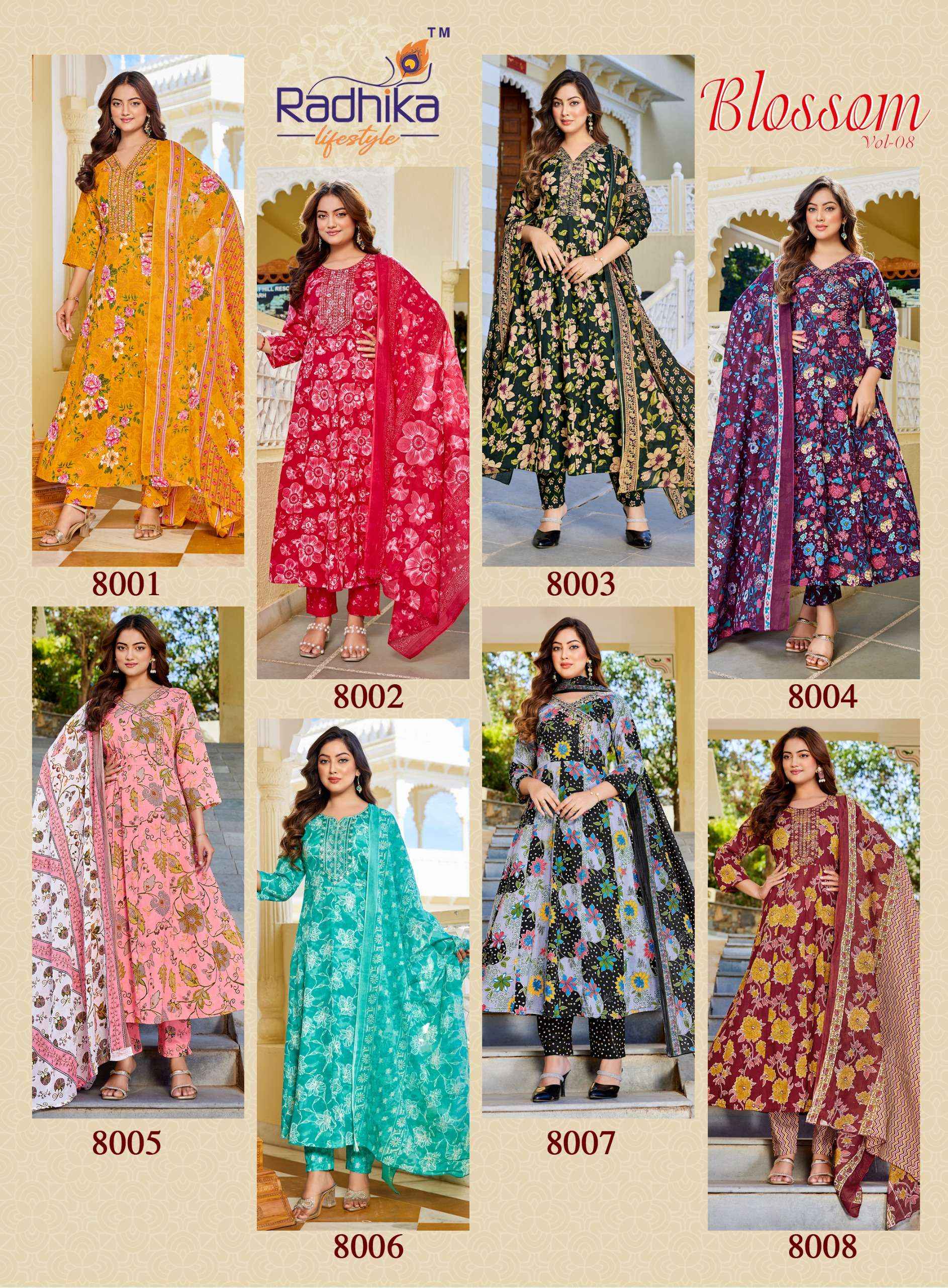 Radhika Lifestyle Blossom Vol 8 Cotton Kurti Combo 8 pcs Catalogue
