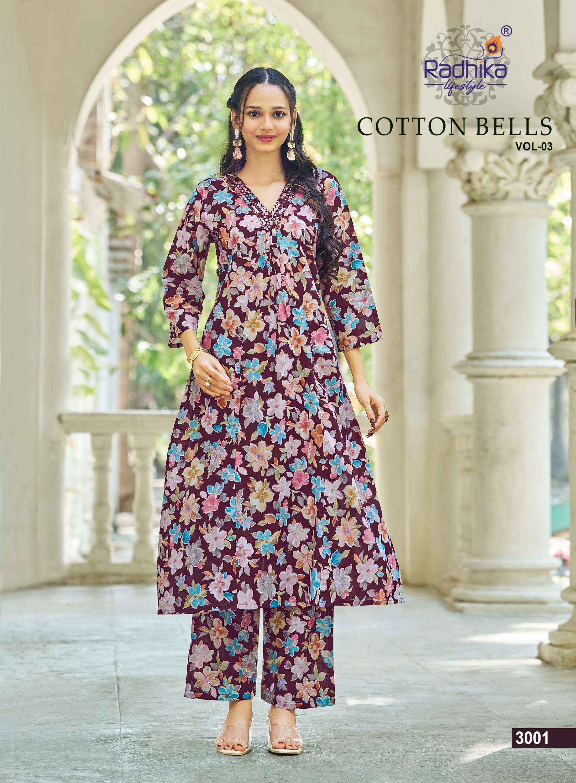 Radhika Lifestyle Cotton Bells Vol 3 Cotton Kurti With Plazzo 6 pcs Catalogue
