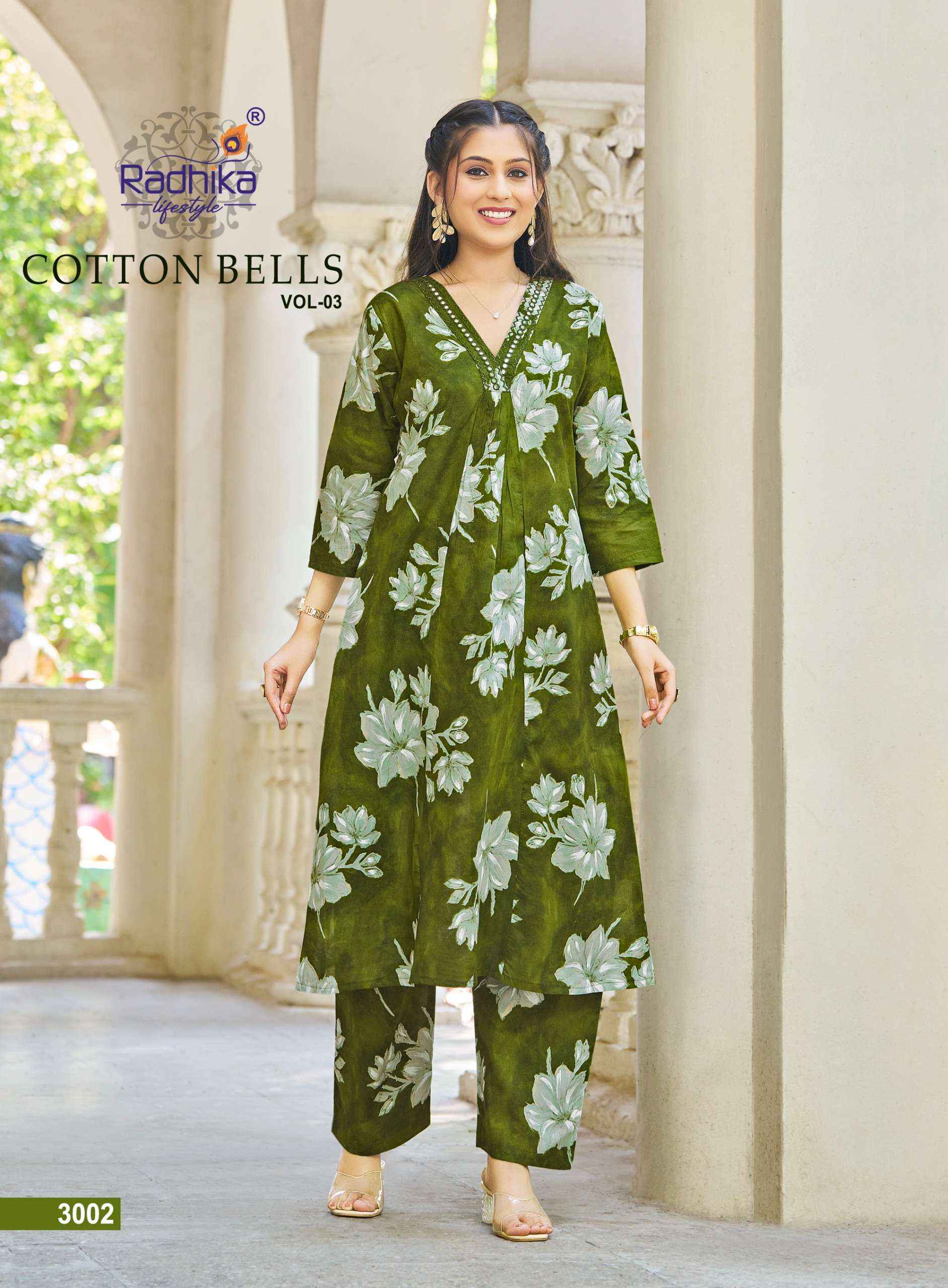 Radhika Lifestyle Cotton Bells Vol 3 Cotton Kurti With Plazzo 6 pcs Catalogue
