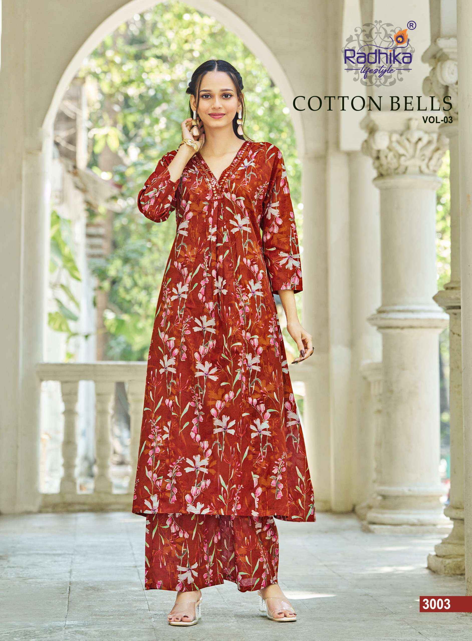 Radhika Lifestyle Cotton Bells Vol 3 Cotton Kurti With Plazzo 6 pcs Catalogue