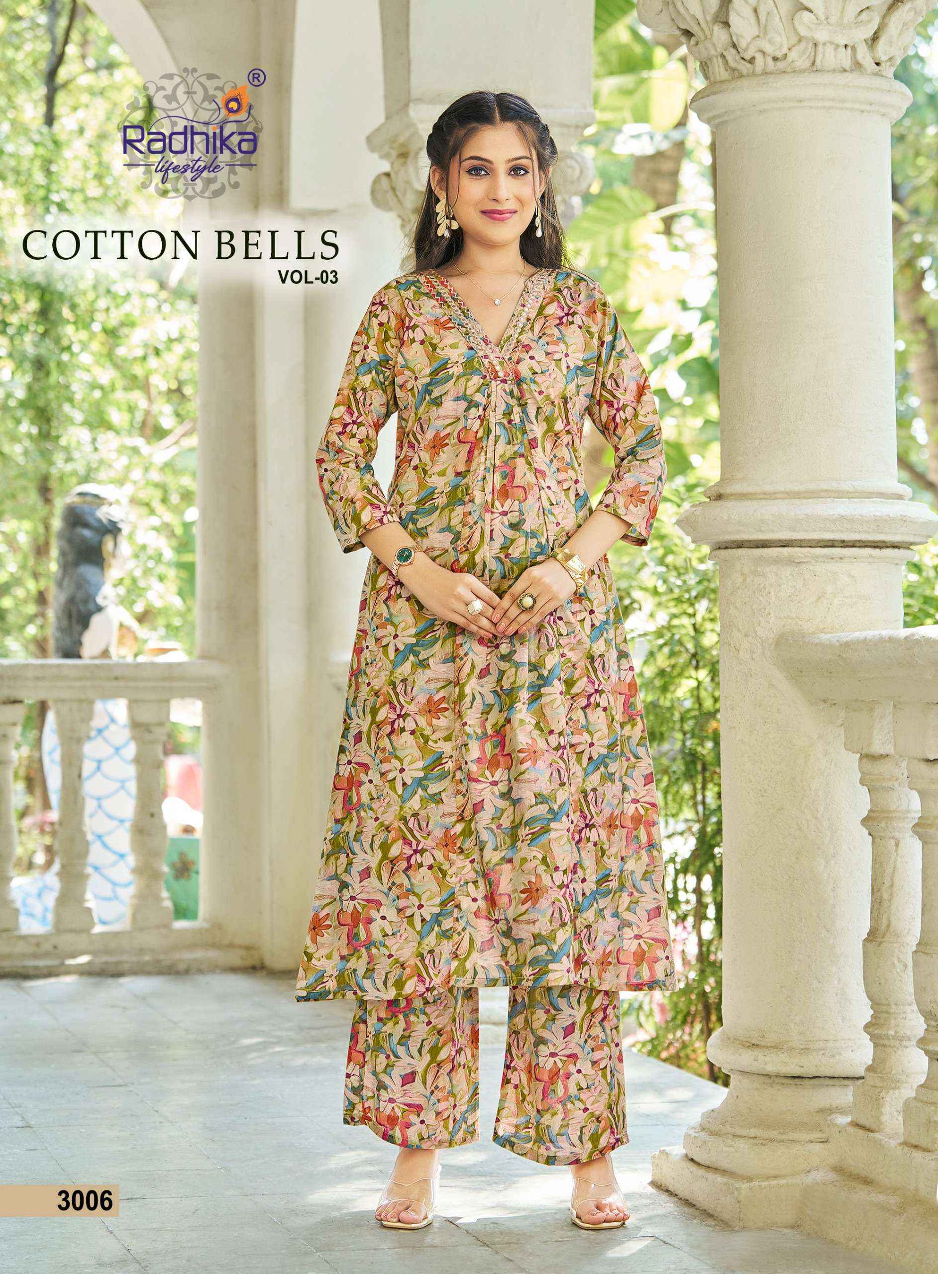 Radhika Lifestyle Cotton Bells Vol 3 Cotton Kurti With Plazzo 6 pcs Catalogue