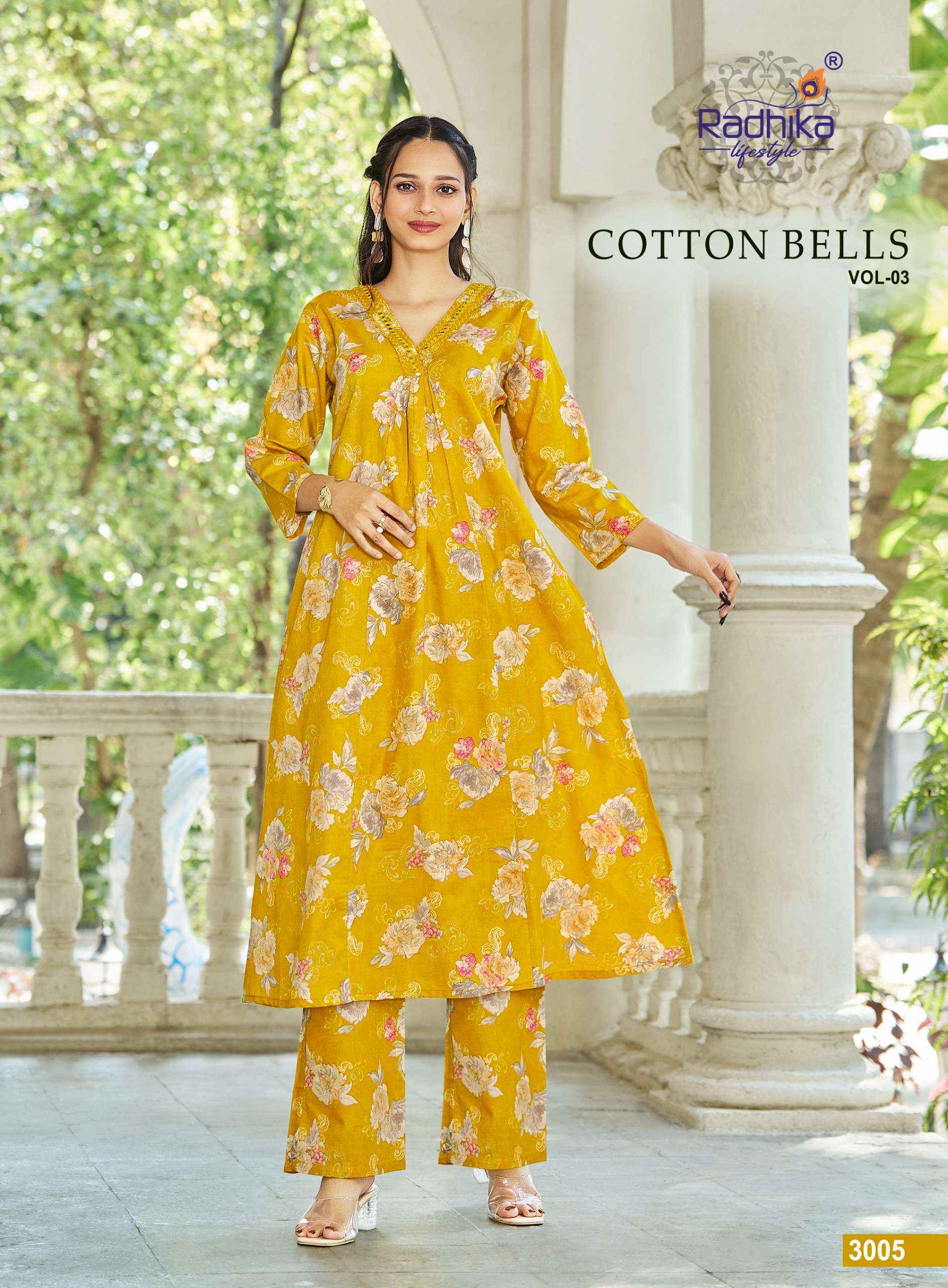 Radhika Lifestyle Cotton Bells Vol 3 Cotton Kurti With Plazzo 6 pcs Catalogue