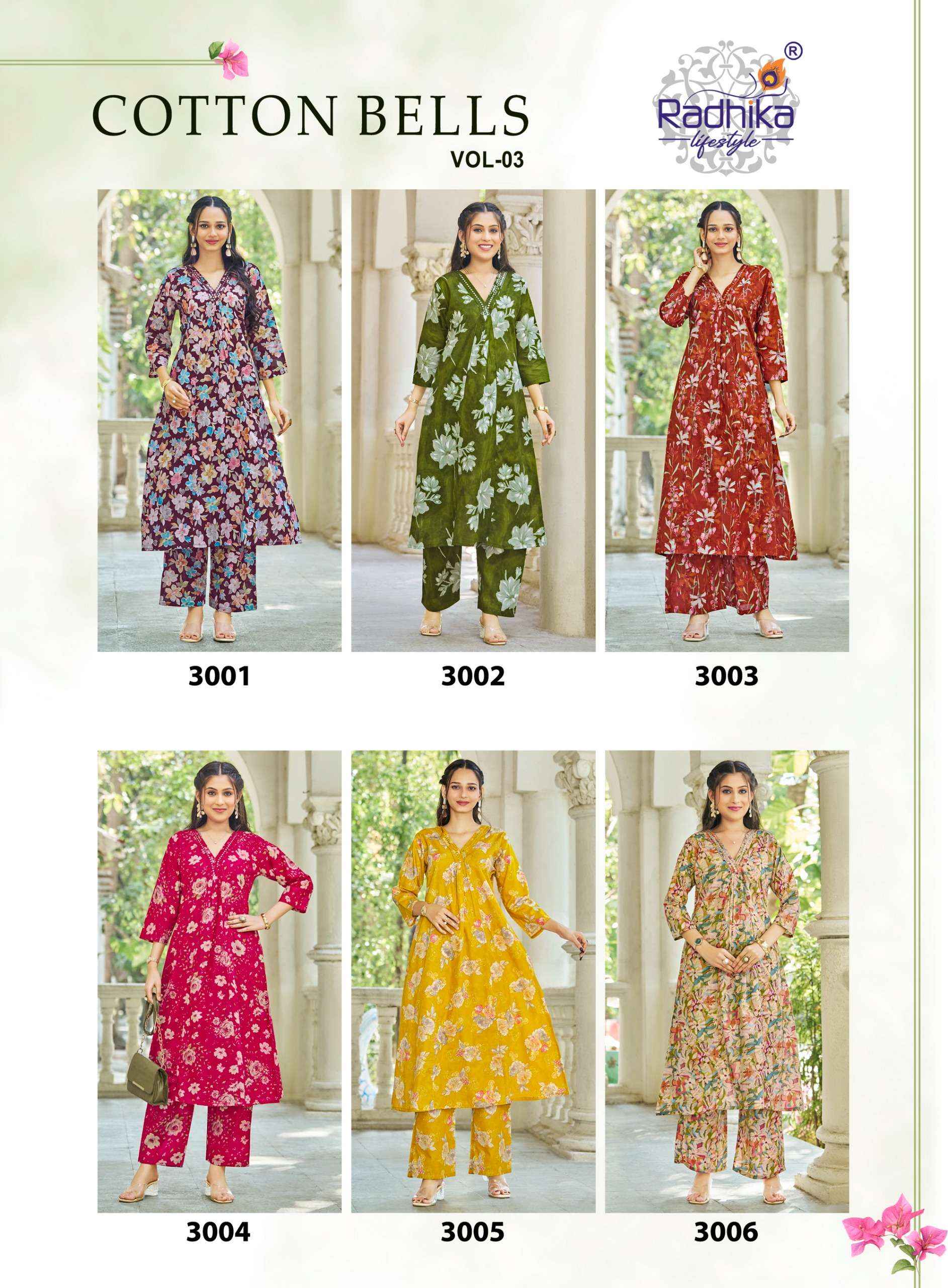 Radhika Lifestyle Cotton Bells Vol 3 Cotton Kurti With Plazzo 6 pcs Catalogue