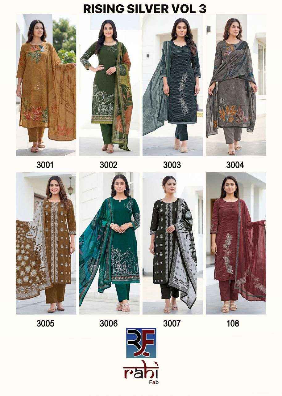Rahi Fab Rising Silver Vol 3 Cotton Dress Material 8 pcs Catalogue