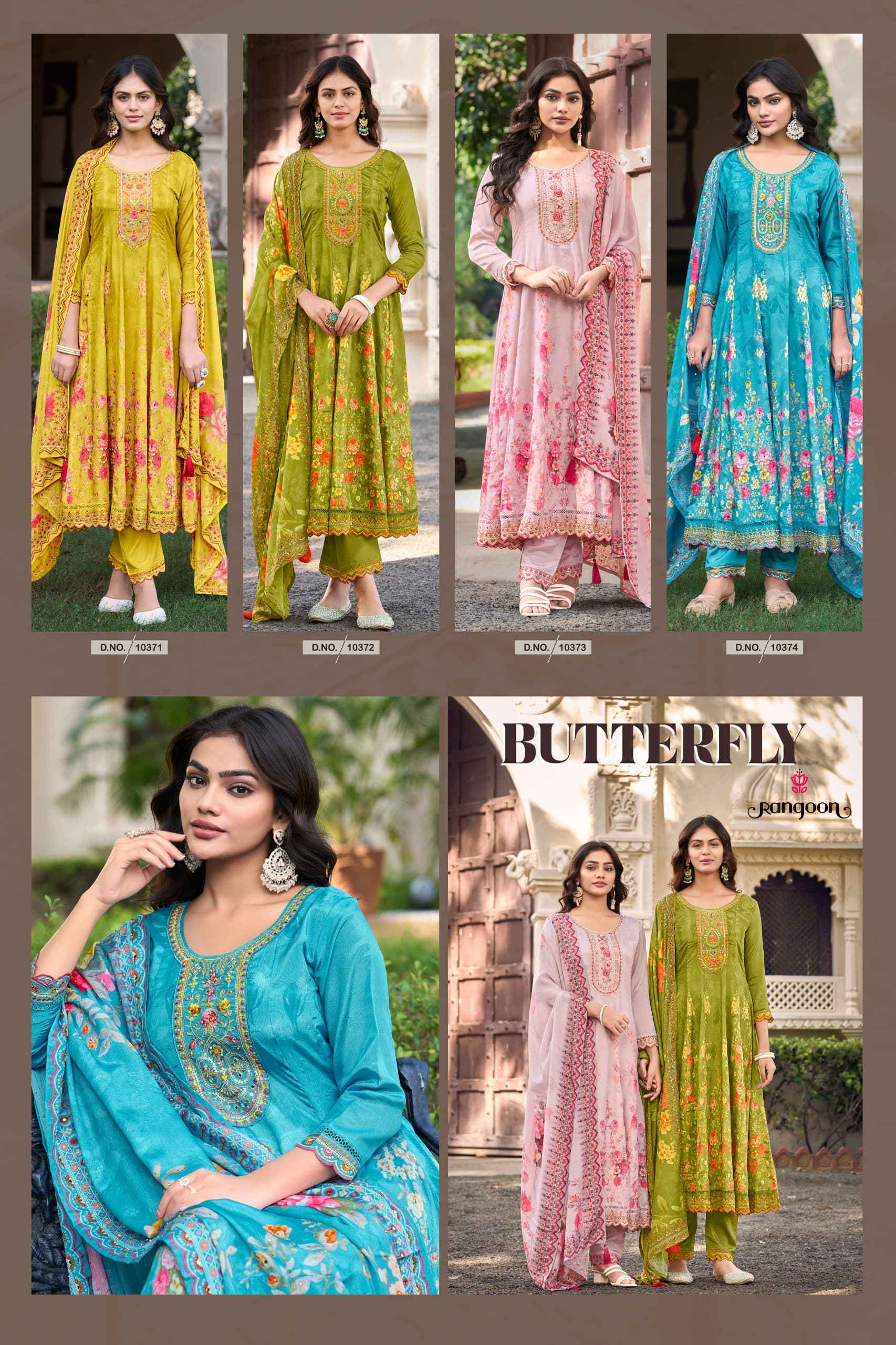 Rangoon Butterfly Readymade Chinon Dress 4 pcs Catalogue