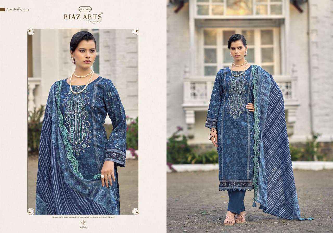 Riaz Arts Bin Saeed Nawazish Vol 2 Lawn Cotton Dress Material 6 pcs Catalogue