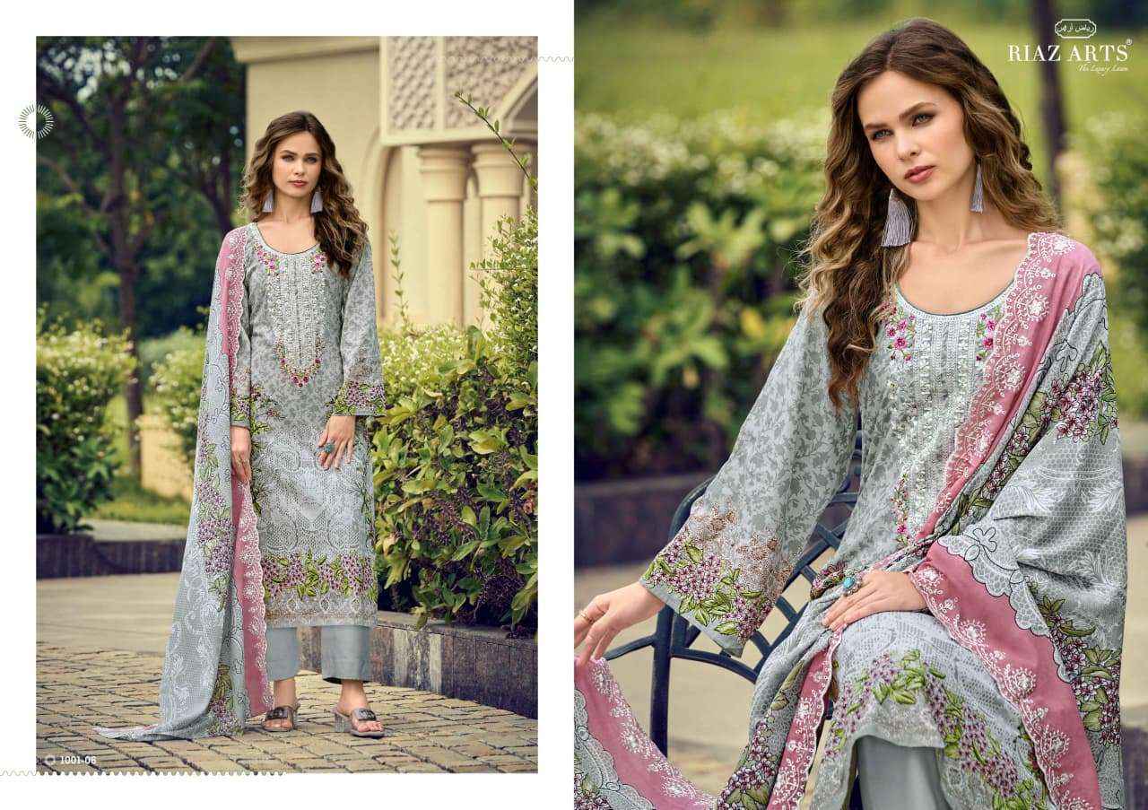 Riaz Arts Himsa Lawn Cotton Dress Material 8 pcs Catalogue